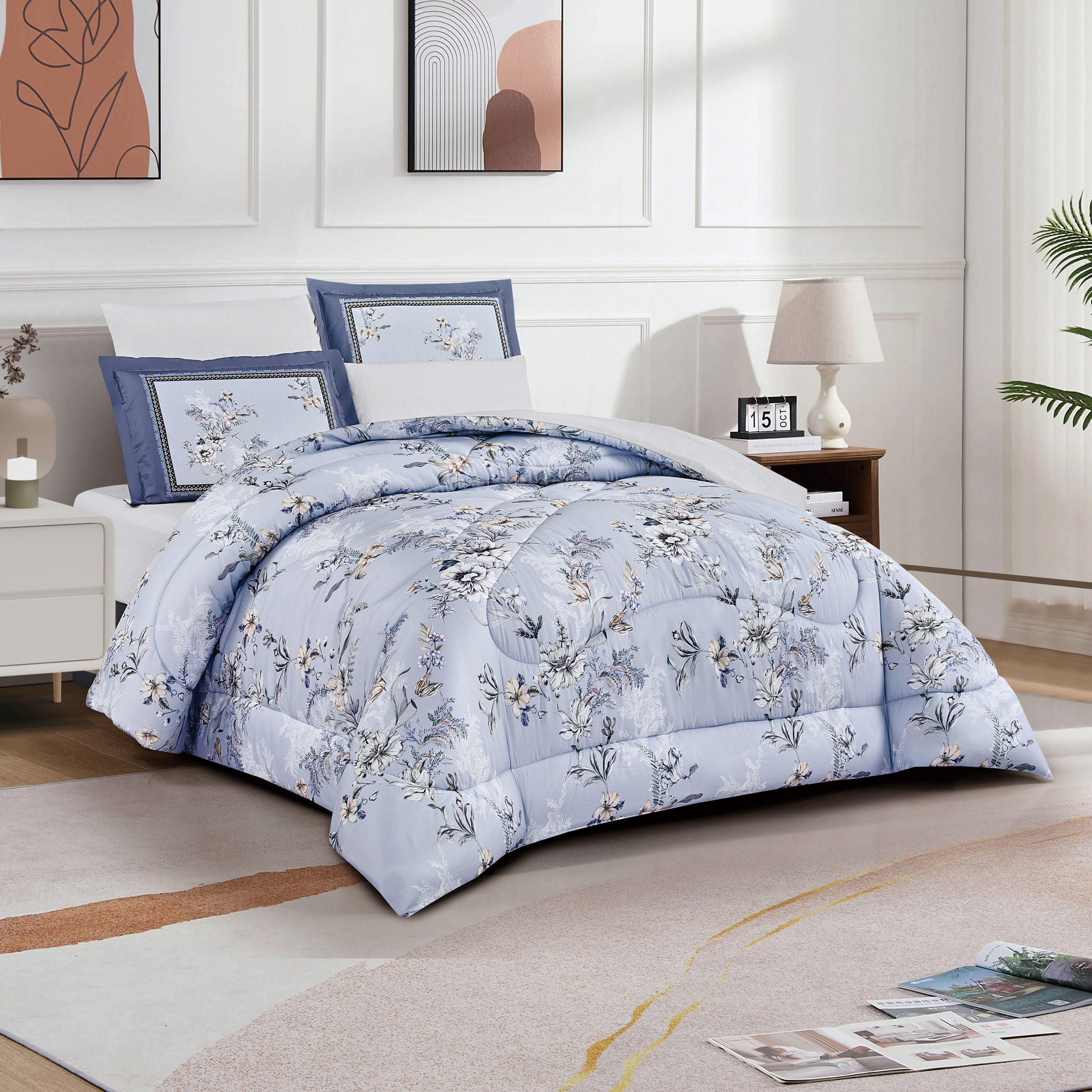 طقم لحاف توين بطبعات 4 قطع أوليفيا من يونيك هوم -  230x170 سم-household-bedding-comfortersandbedspreads-comforters-image-1