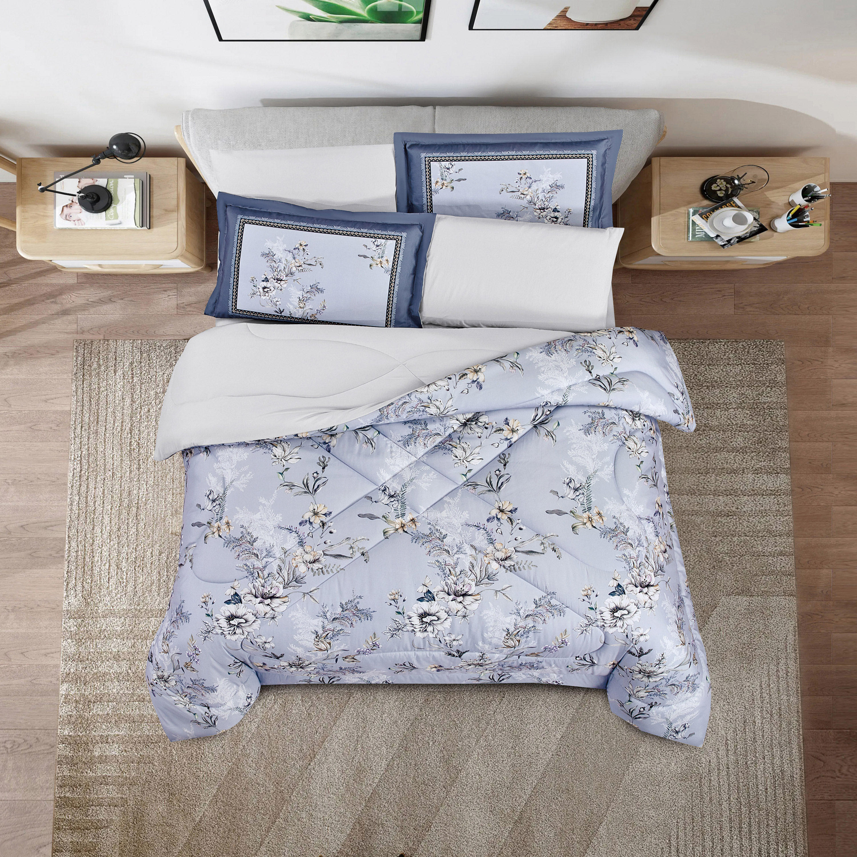 Unique Home Olivia 4-Piece Twin Printed Comforter Set - 240x170 cm-household-bedding-comfortersandbedspreads-comforters-image-2