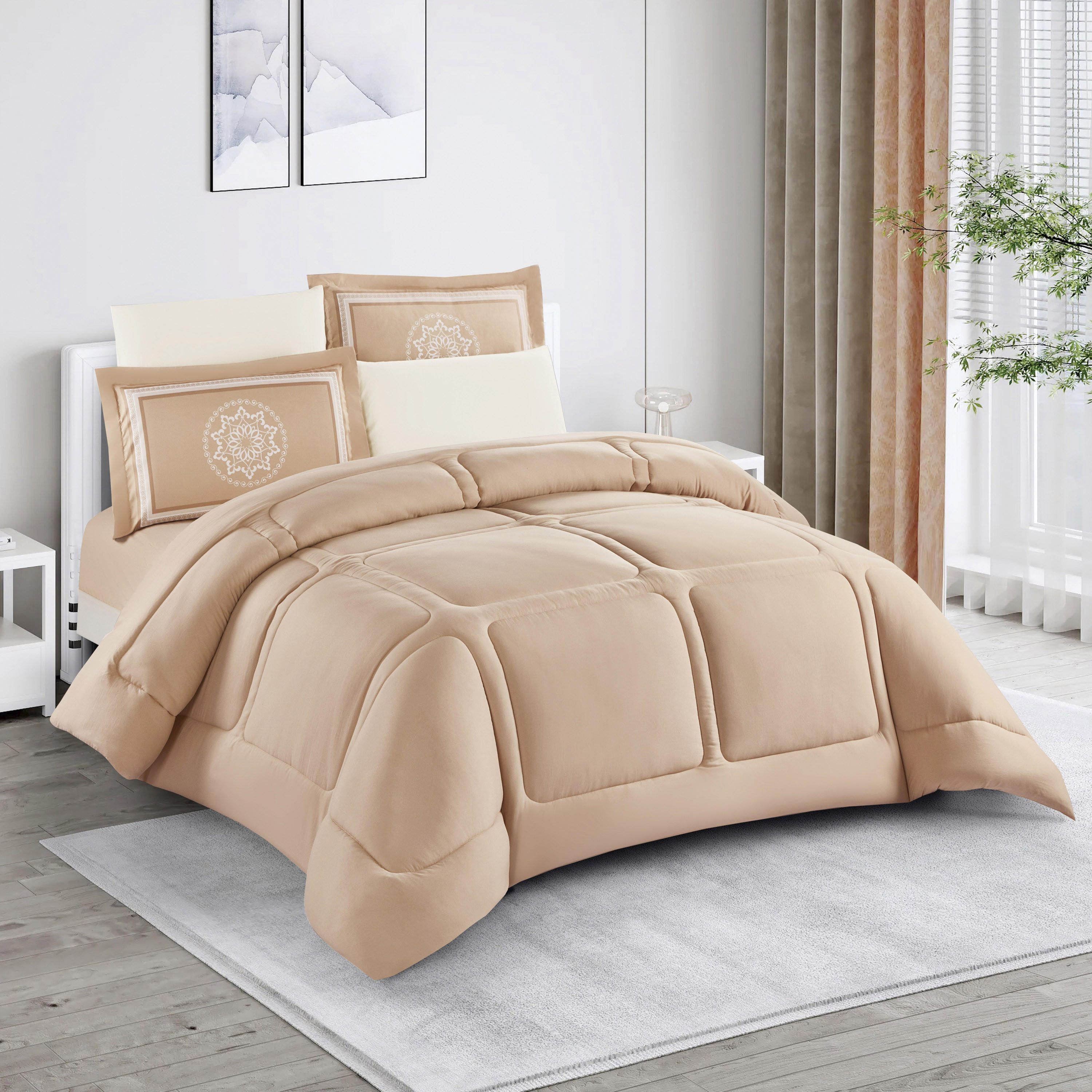Unique Home Sophia 6-Piece Quilted King Comforter Set - 240x260 cms-household-bedding-comfortersandbedspreads-comforters-image-1