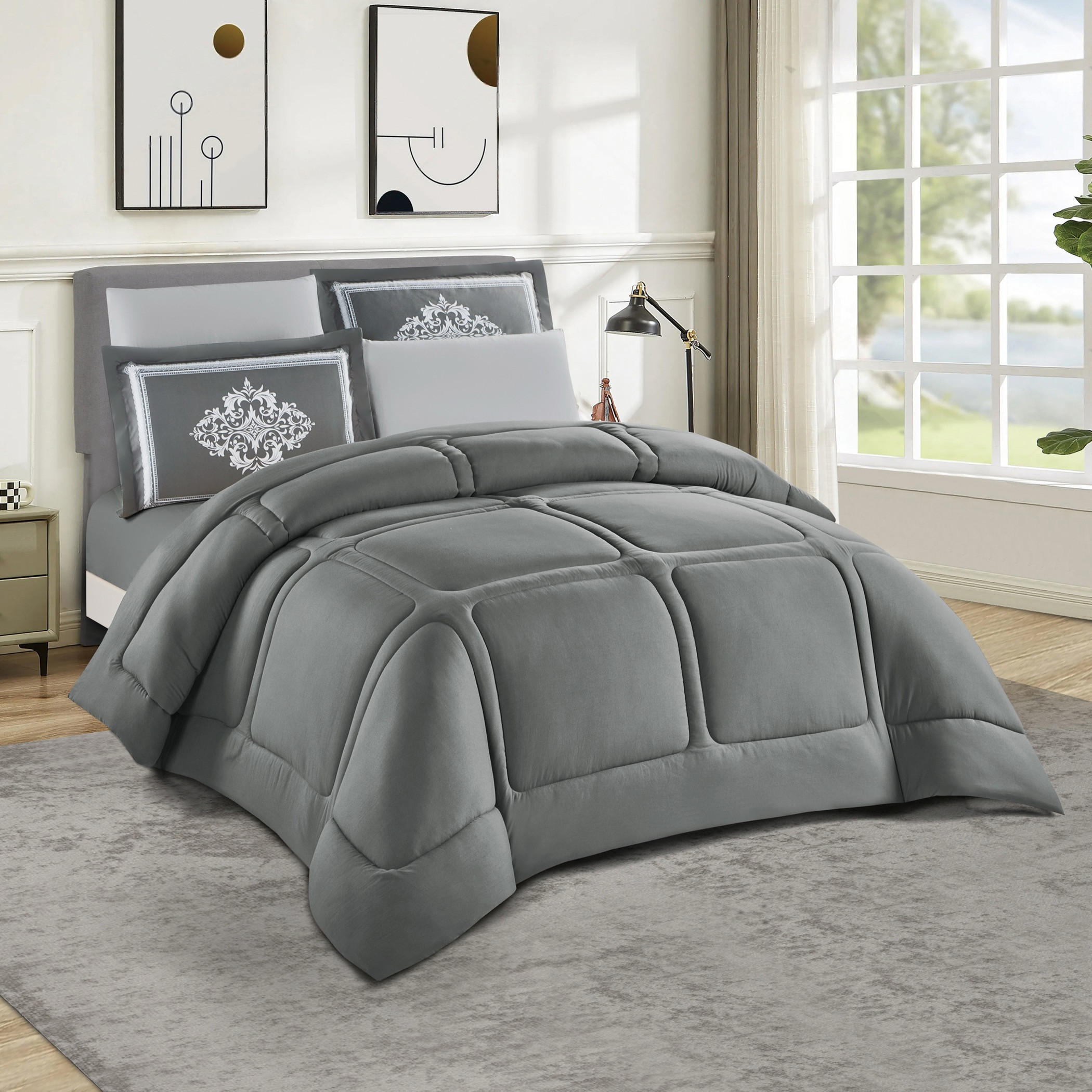 Unique Home Sophia 6-Piece King Solid Comforter Set - 260x240 cm-household-bedding-comfortersandbedspreads-comforters-image-1
