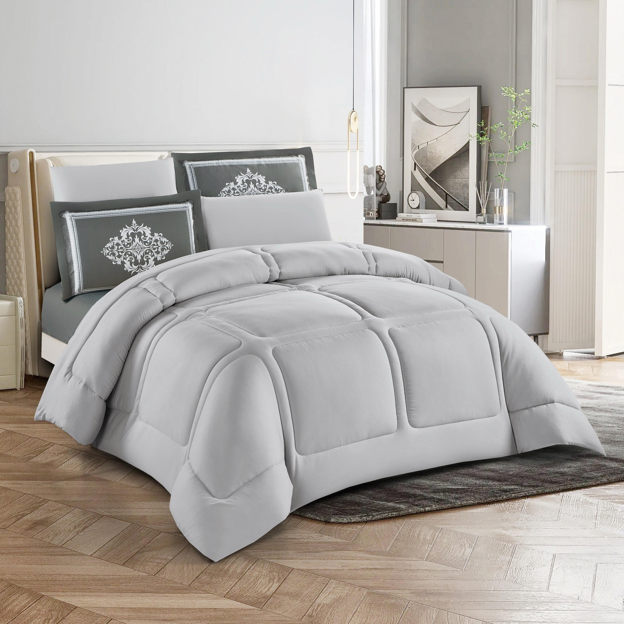 طقم لحاف كينج سادة 6 قطع صوفيا من يونيك هوم - 260×240 سم-household-bedding-comfortersandbedspreads-comforters-image-2