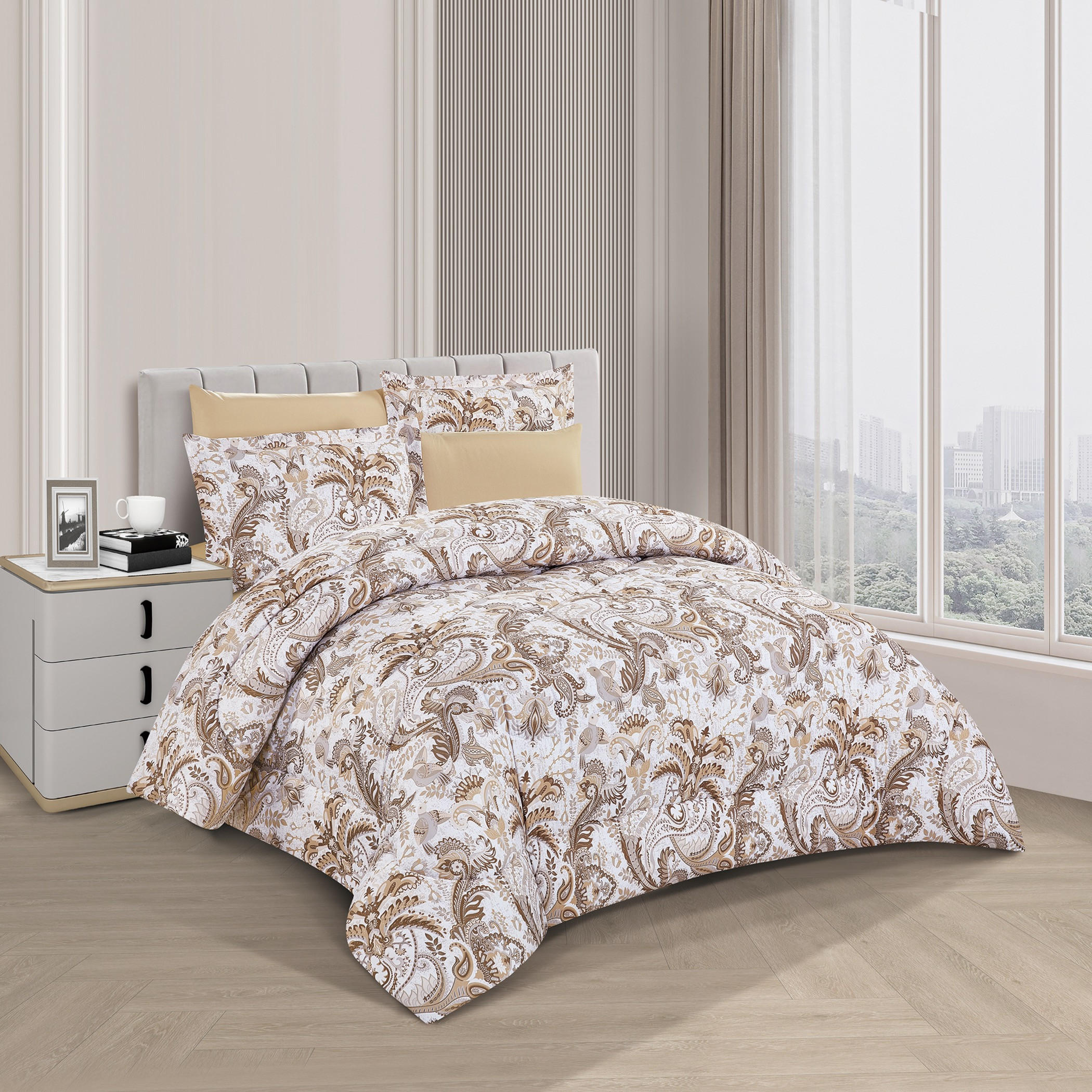 طقم لحاف توين على الجهتين من الألياف الدقيقة 4 قطع فانيسا من يونيك هوم - 240×170 سم-household-bedding-comfortersandbedspreads-comforters-image-1