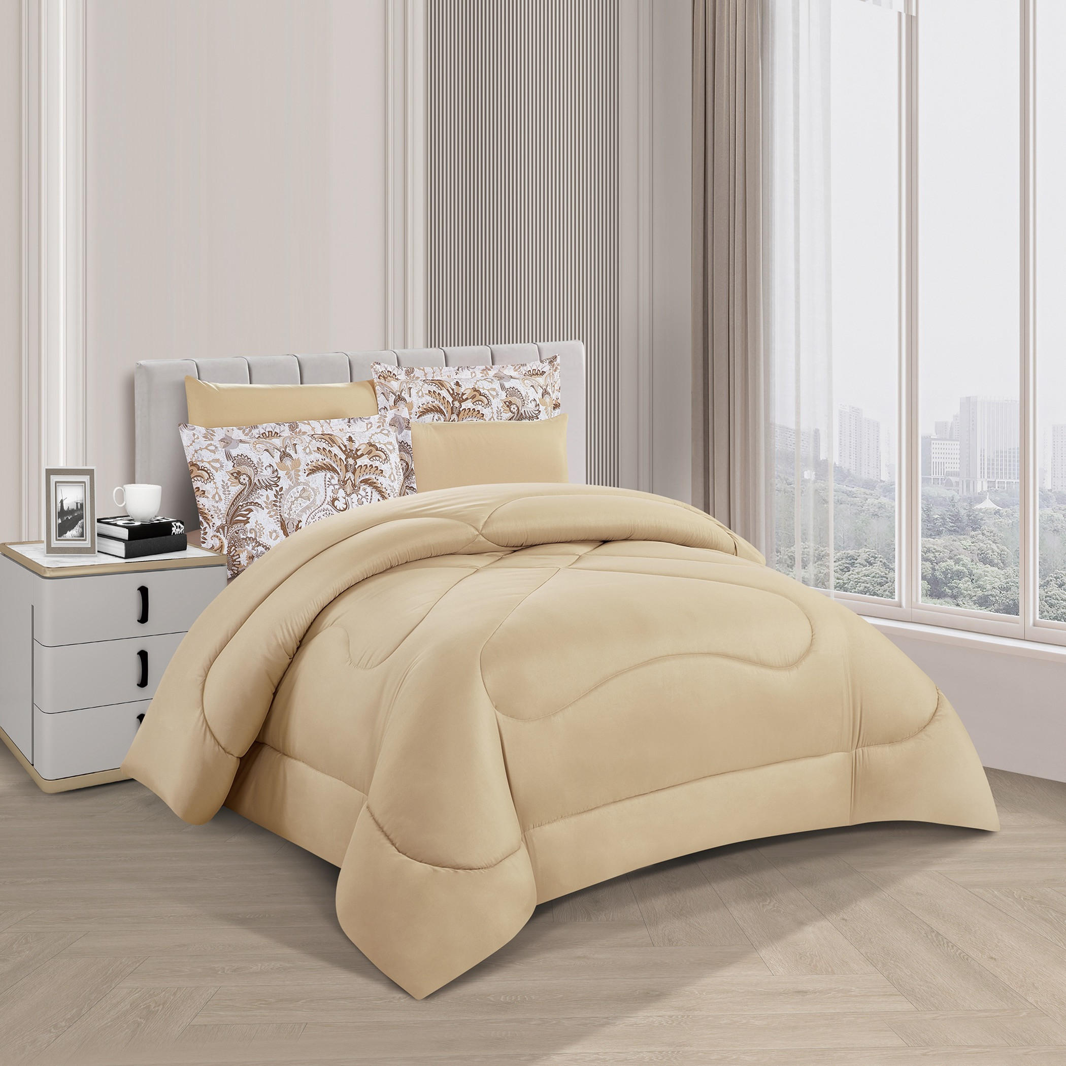 طقم لحاف توين على الجهتين من الألياف الدقيقة 4 قطع فانيسا من يونيك هوم - 240×170 سم-household-bedding-comfortersandbedspreads-comforters-image-2