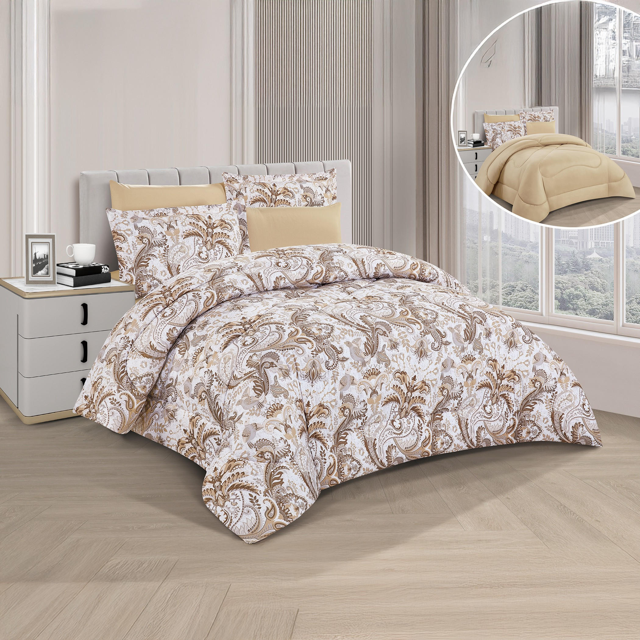 Unique Home Vanessa Reversible Microfibre 4-Piece Twin Comforter Set - 240x170 cm-household-bedding-comfortersandbedspreads-comforters-image-7