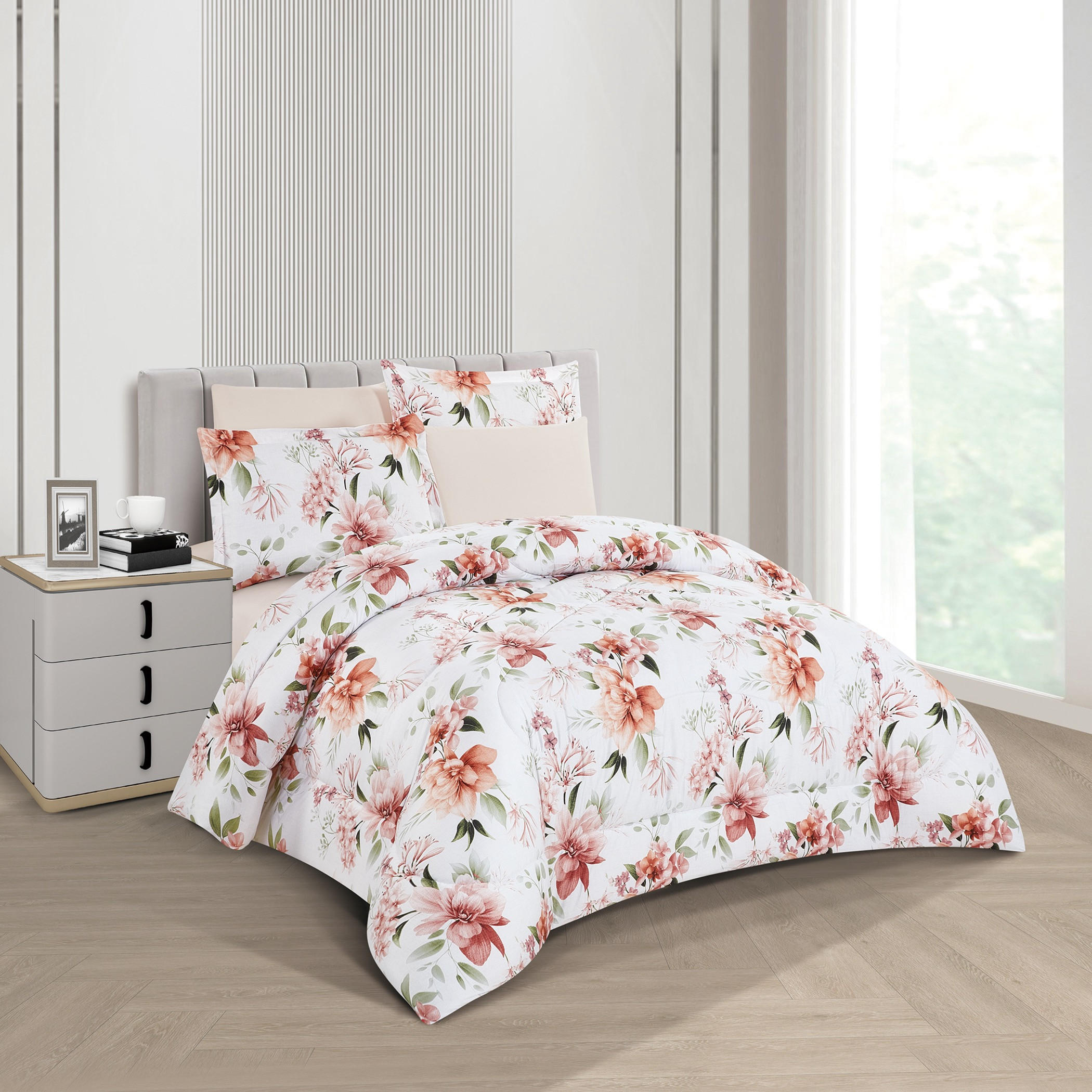 Unique Home Vanessa Reversible Microfibre 4-Piece Twin Comforter Set - 240x170 cm-household-bedding-comfortersandbedspreads-comforters-image-1
