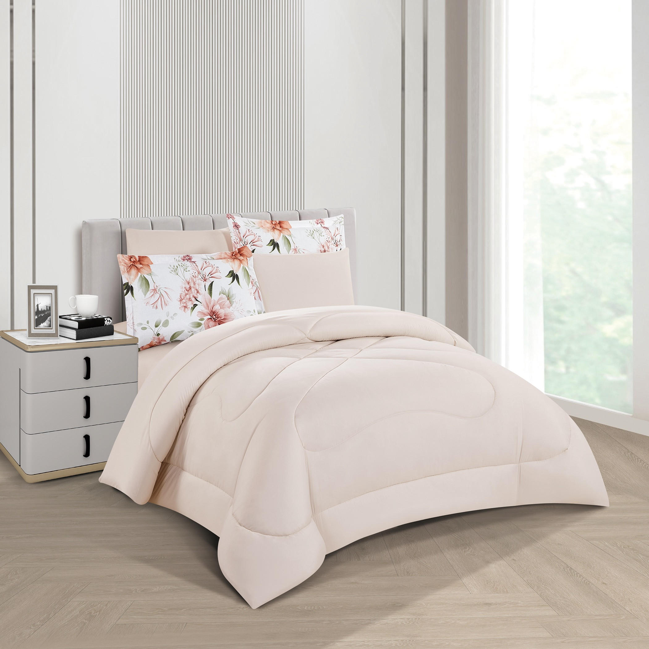 طقم لحاف توين على الوجهين 4 قطع من الألياف الدقيقة فانيسا من يونيك هوم - 240x170 سم-household-bedding-comfortersandbedspreads-comforters-image-2