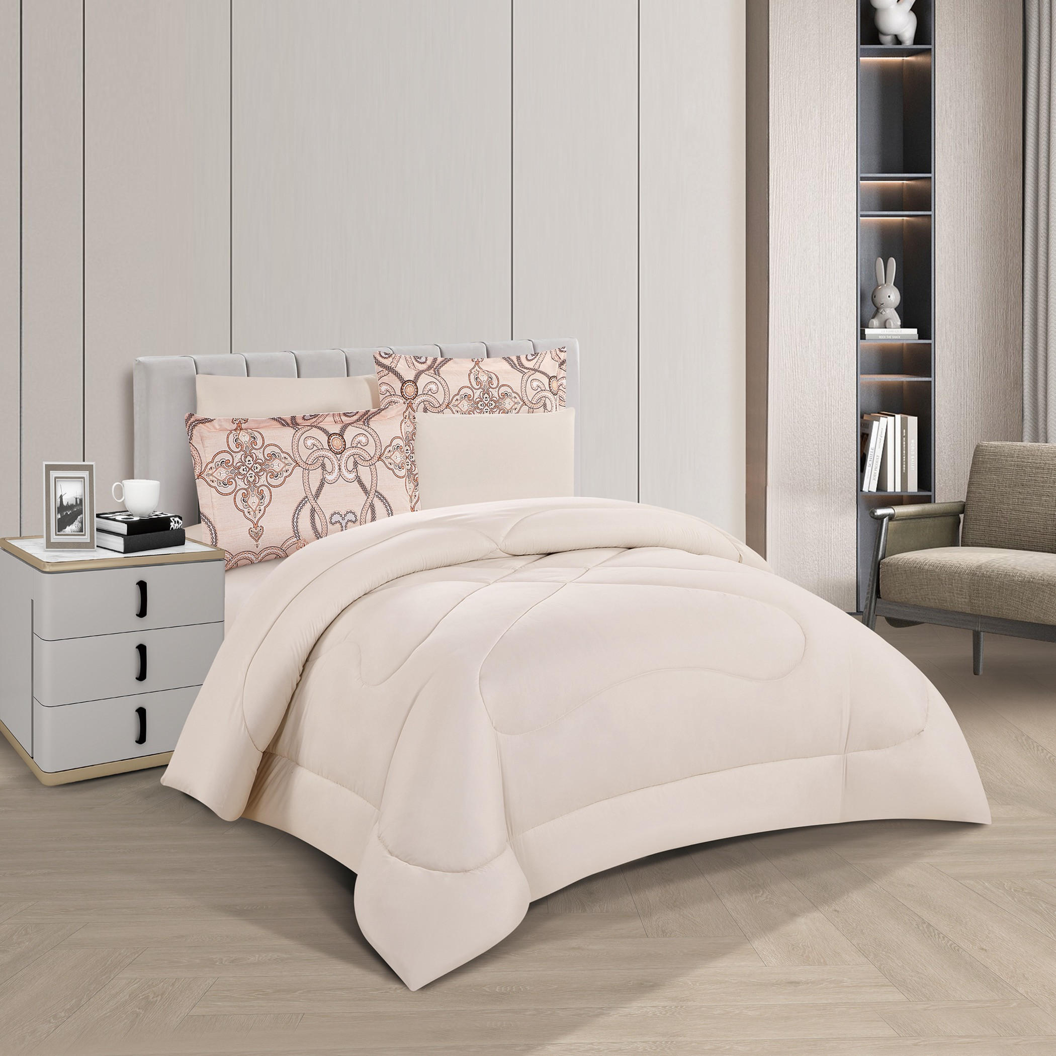 طقم لحاف توين على الوجهين 4 قطع بطبعات من يونيك هوم - 170x240 سم-household-bedding-comfortersandbedspreads-bedinabag-image-2