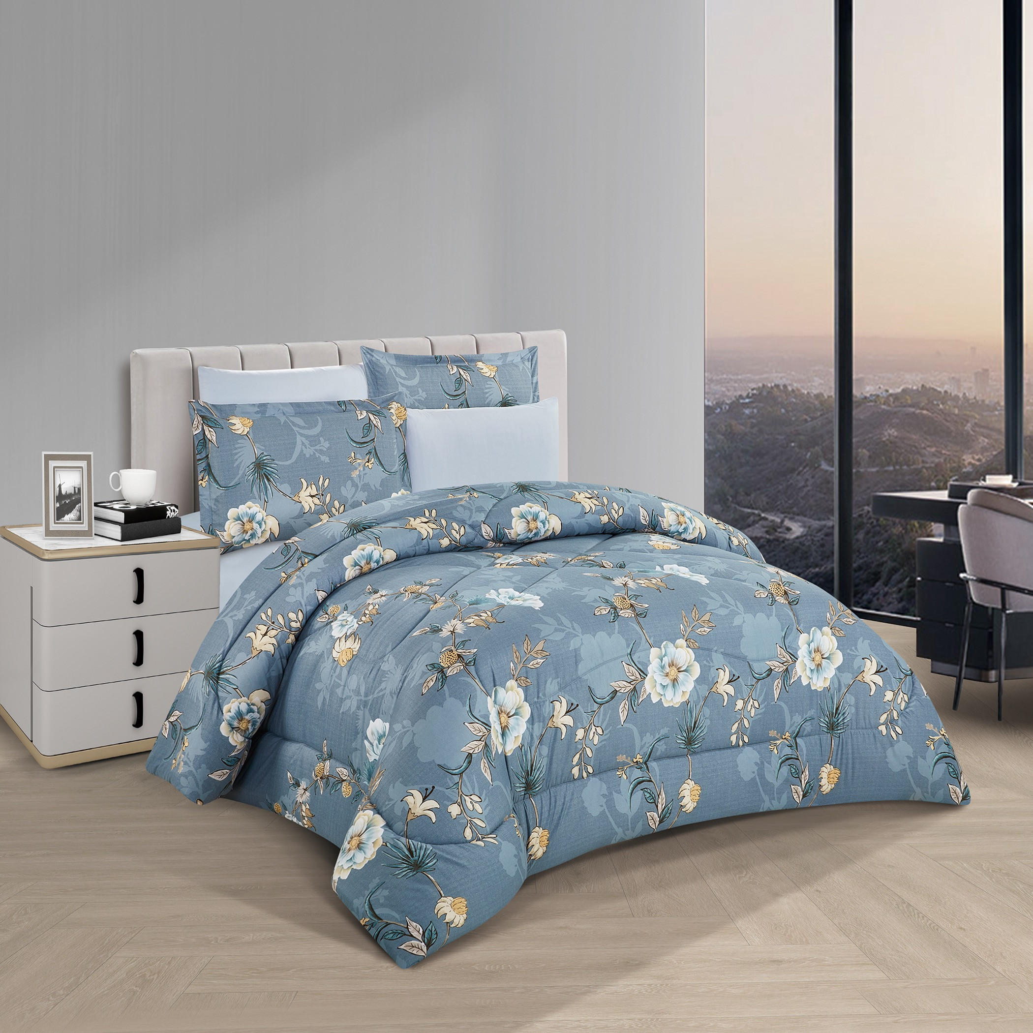 Unique Home Vanessa Reversible Microfibre 4-Piece Twin Comforter Set - 240x170 cm-household-bedding-comfortersandbedspreads-comforters-image-1