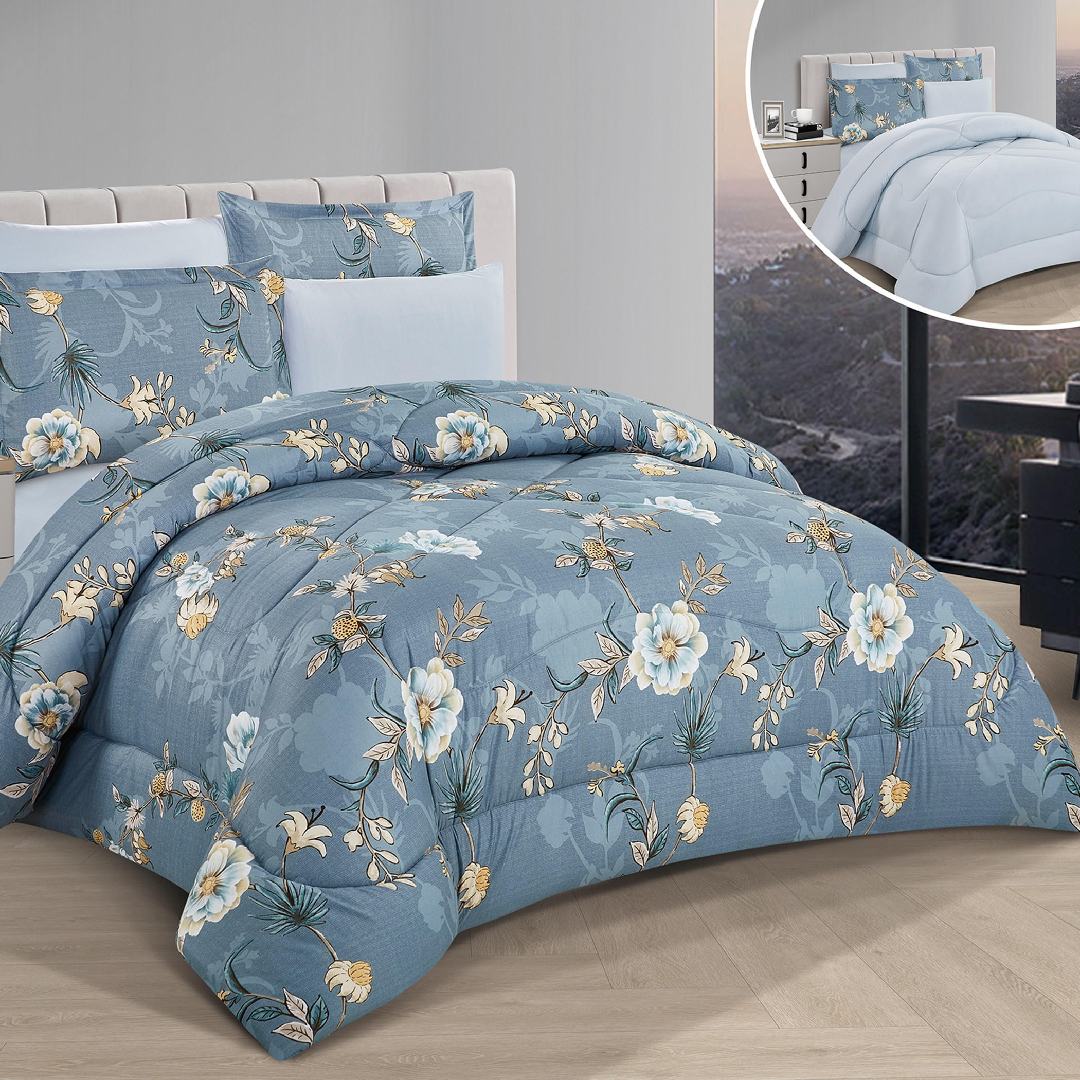Unique Home Vanessa Reversible Microfibre 4-Piece Twin Comforter Set - 240x170 cm-household-bedding-comfortersandbedspreads-comforters-image-7
