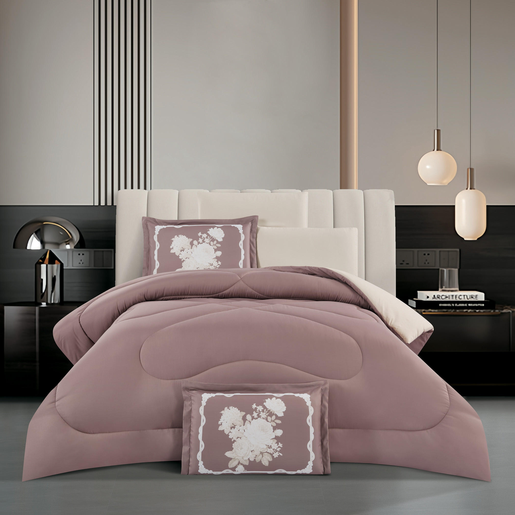 Unique Home Bristol Reversible Microfibre 4-Piece Twin Comforter Set - 240x170 cm-household-bedding-comfortersandbedspreads-comforters-image-1