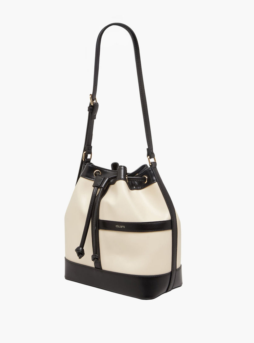 Celeste Panelled Bucket Bag with Drawstring Closure-women-bagsandwallets-handbags-image-3