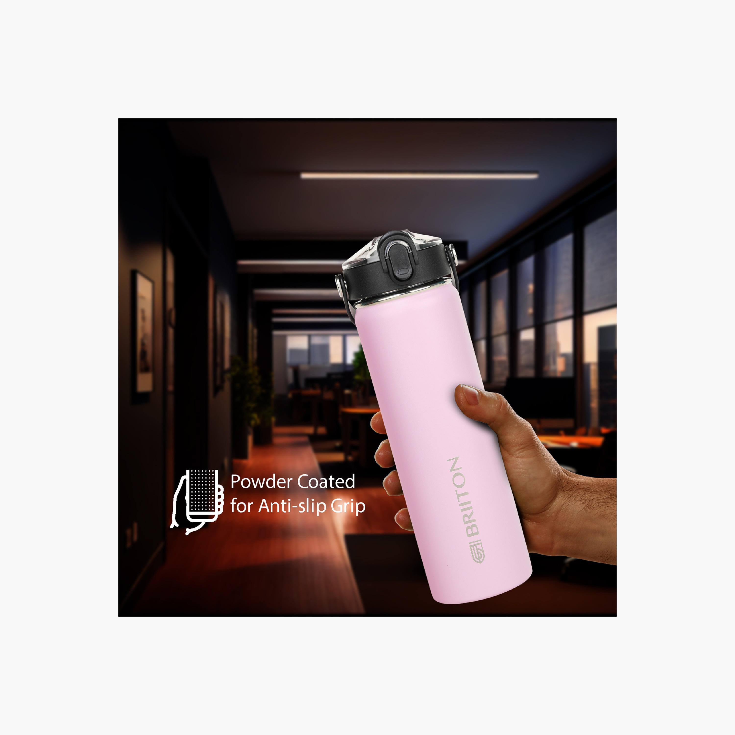 قارورة ماء ستانلس ستيل عازلة للحرارة بطبعات شعار من بريتون - 750 مل-household-dining-drinkserveware-bottles-image-2