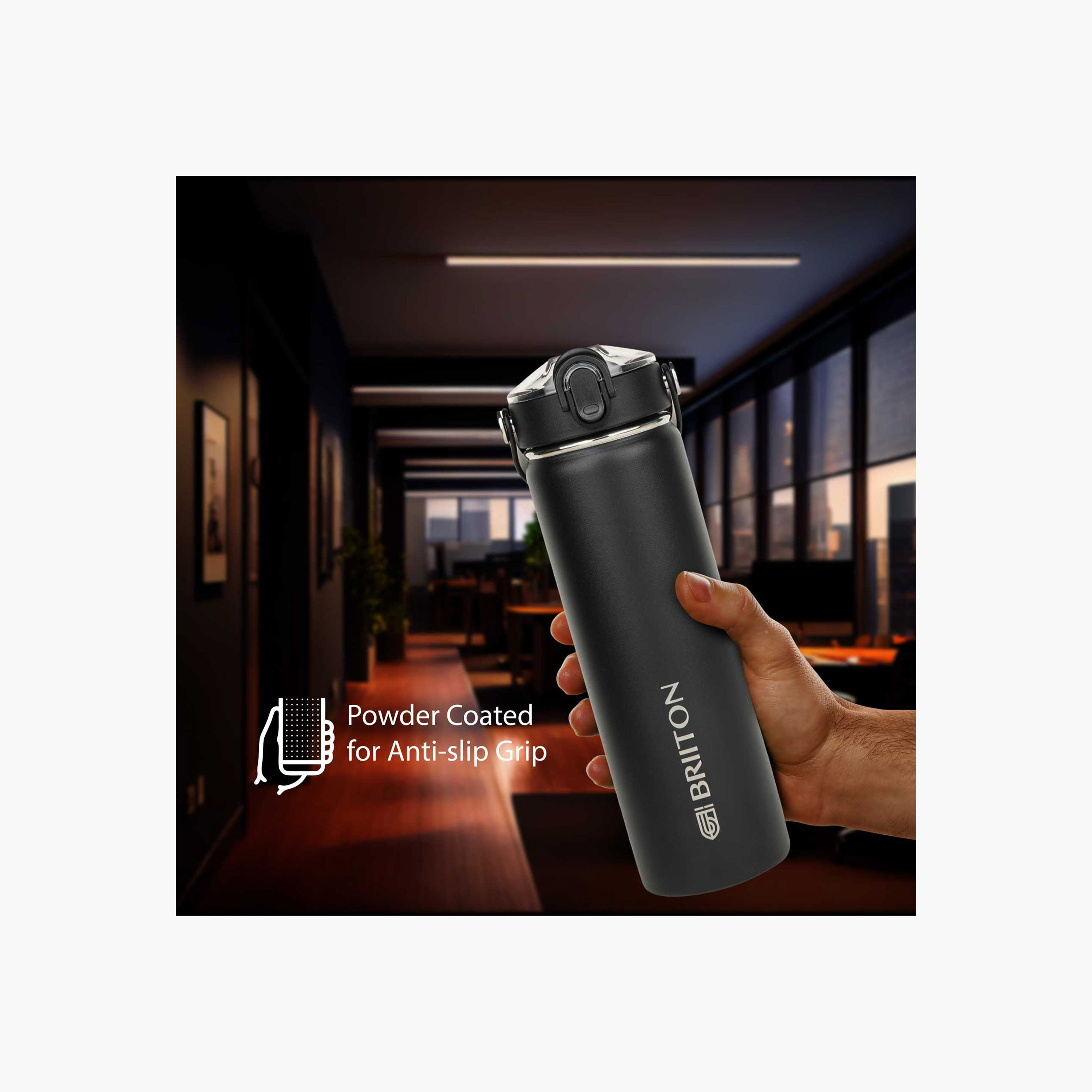 قارورة ماء ستانلس ستيل عازلة للحرارة بطبعات شعار من بريتون - 750 مل-household-dining-drinkserveware-bottles-image-2