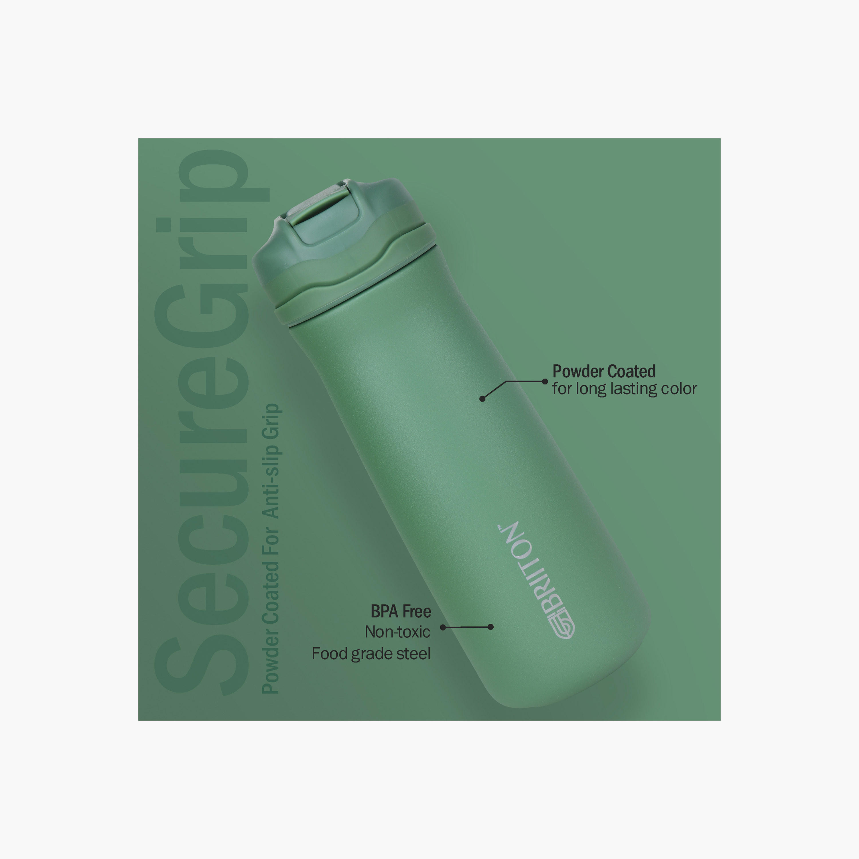 قارورة مياه معزولة ستانلس ستيل بجدار مزدوج من بريتون - 600 مل-household-dining-drinkserveware-bottles-image-2