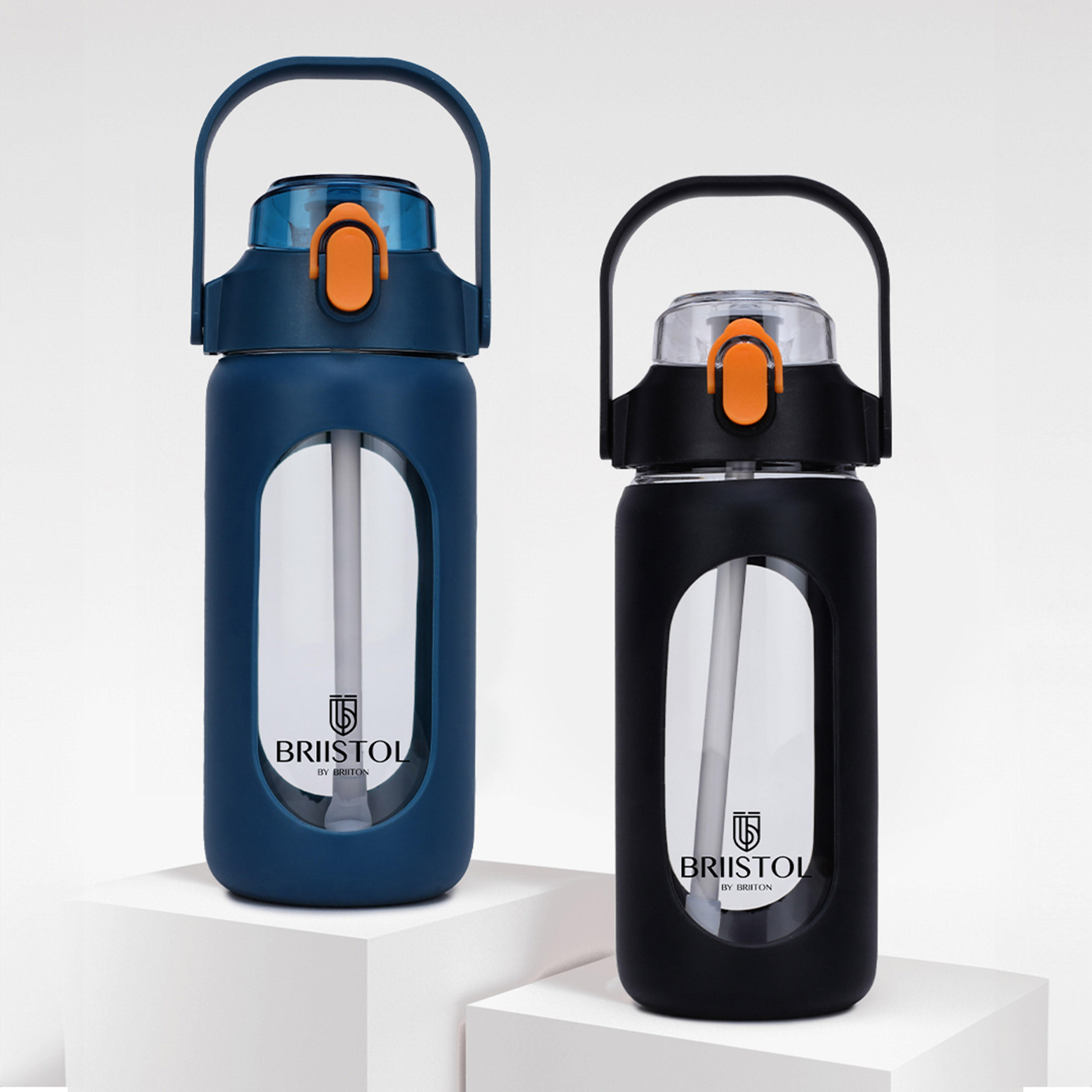 قارورة ماء زجاجية بغطاء سيليكون وطبعات شعار من بريتون - 1 لتر-household-dining-drinkserveware-bottles-image-1