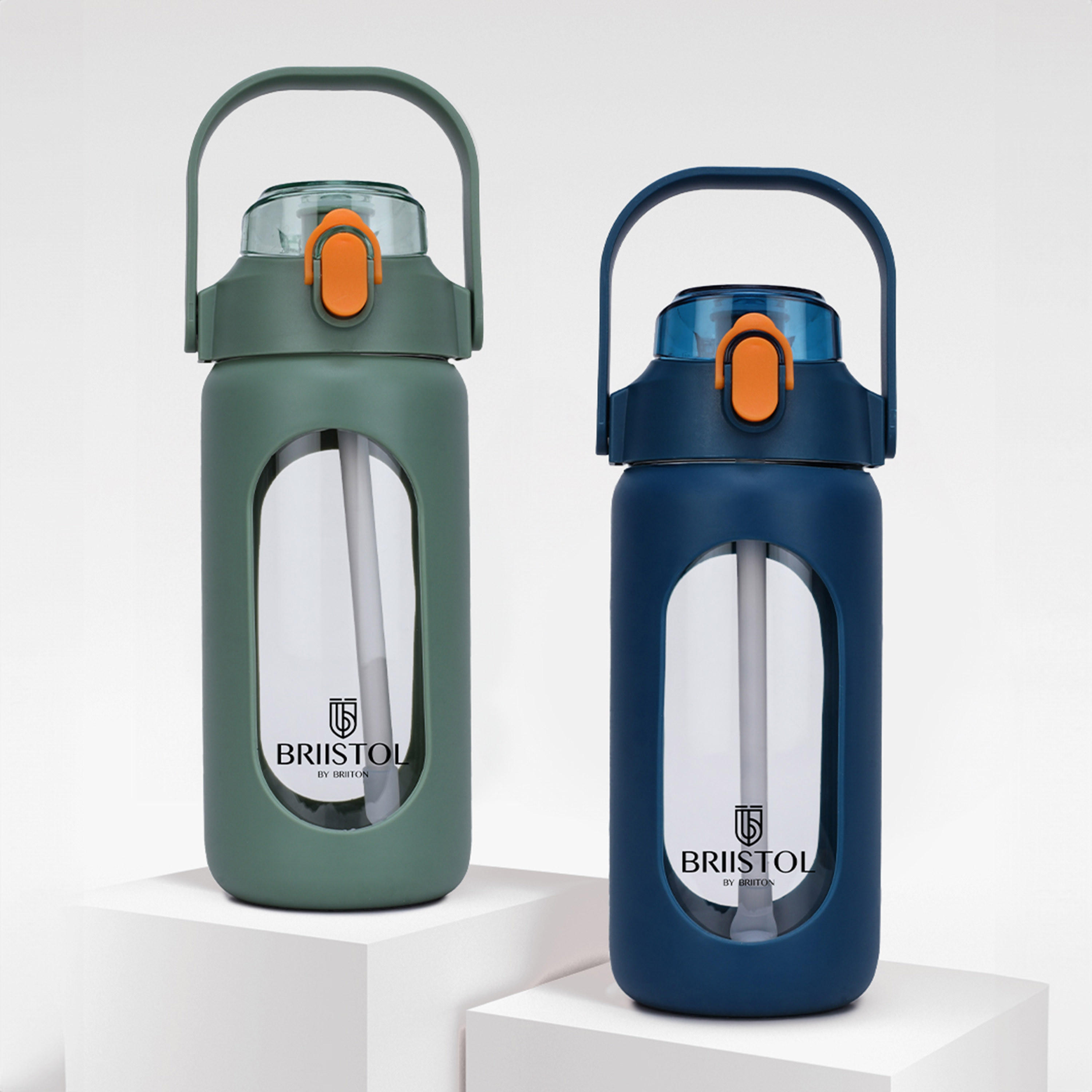 قارورة مياه زجاج بقشّة من بريتون - 1 لتر-household-dining-drinkserveware-bottles-image-1