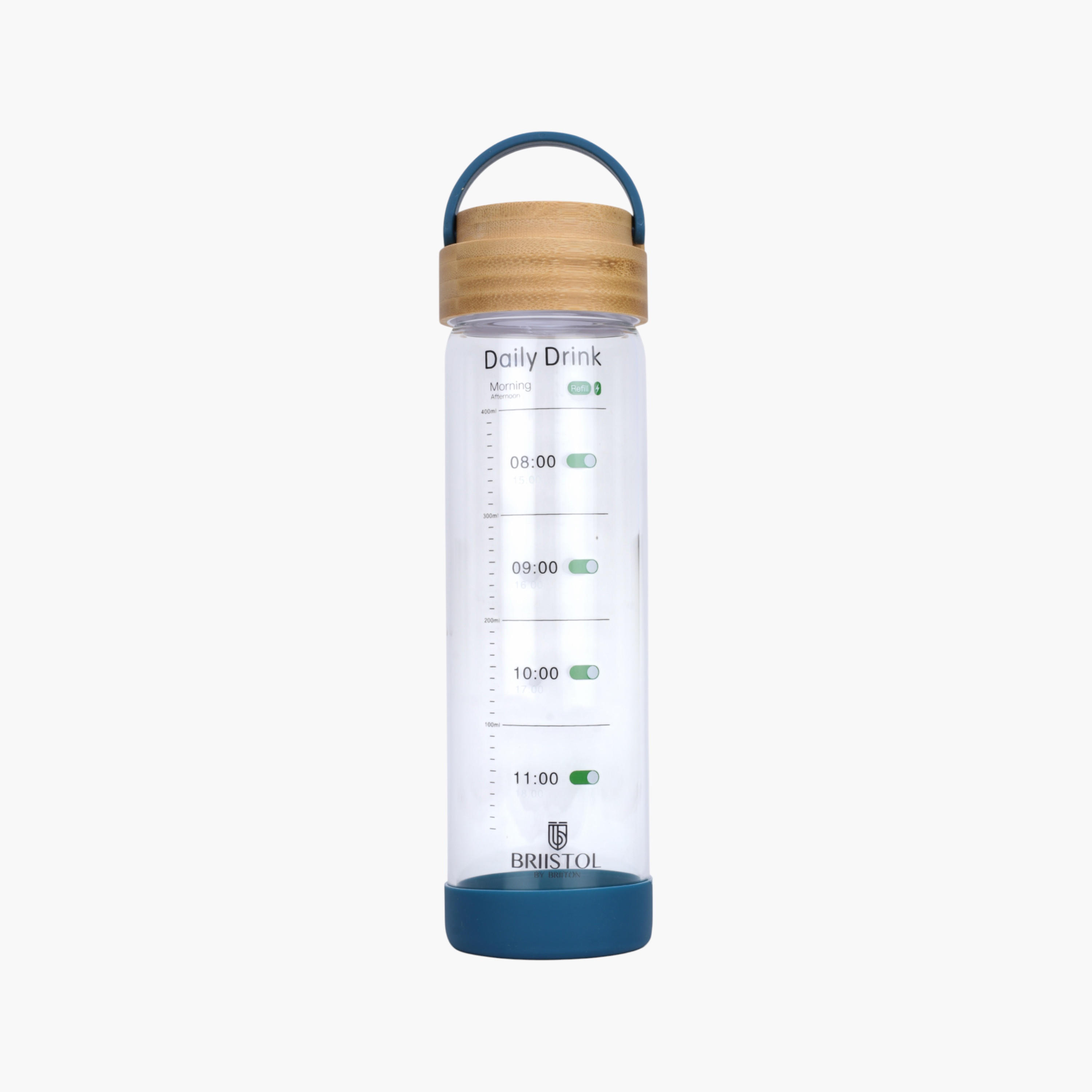 Briiton Time Marker Print Glass Water Bottle with Silicon Base - 550 ml-household-dining-drinkserveware-bottles-image-1