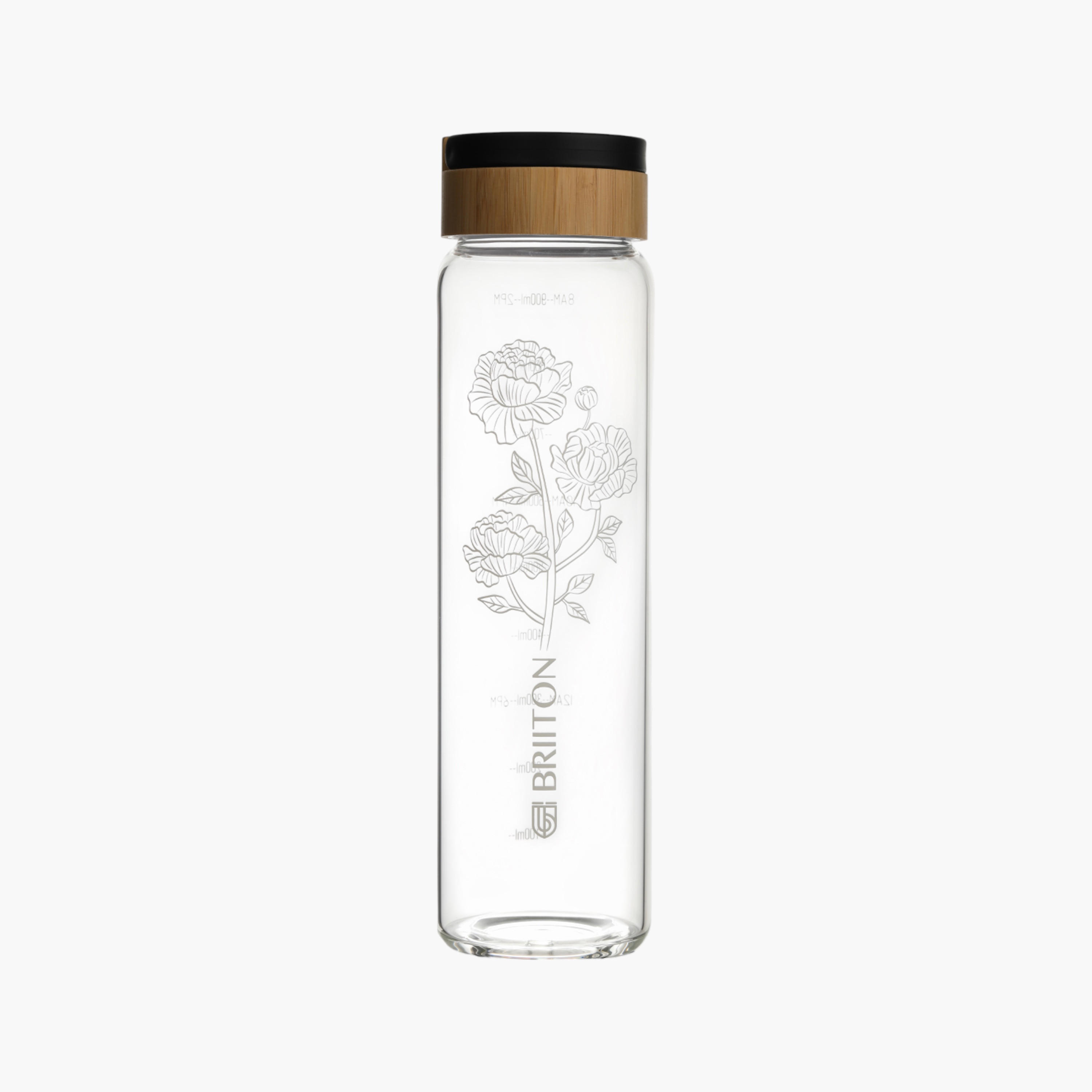 Briiton Floral Print Glass Water Bottle - 1 L-household-dining-drinkserveware-bottles-image-1