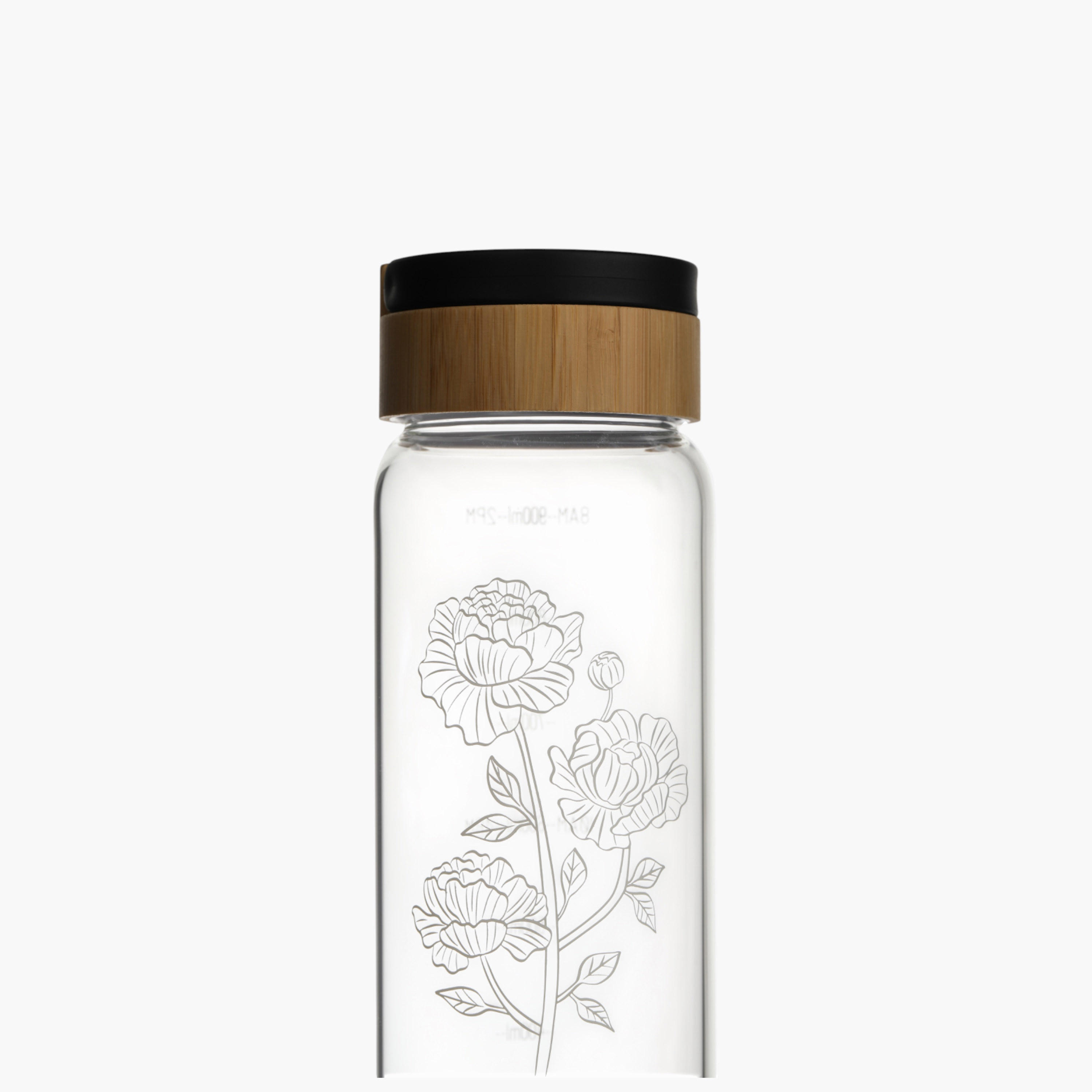 Briiton Floral Print Glass Water Bottle - 1 L-household-dining-drinkserveware-bottles-image-2