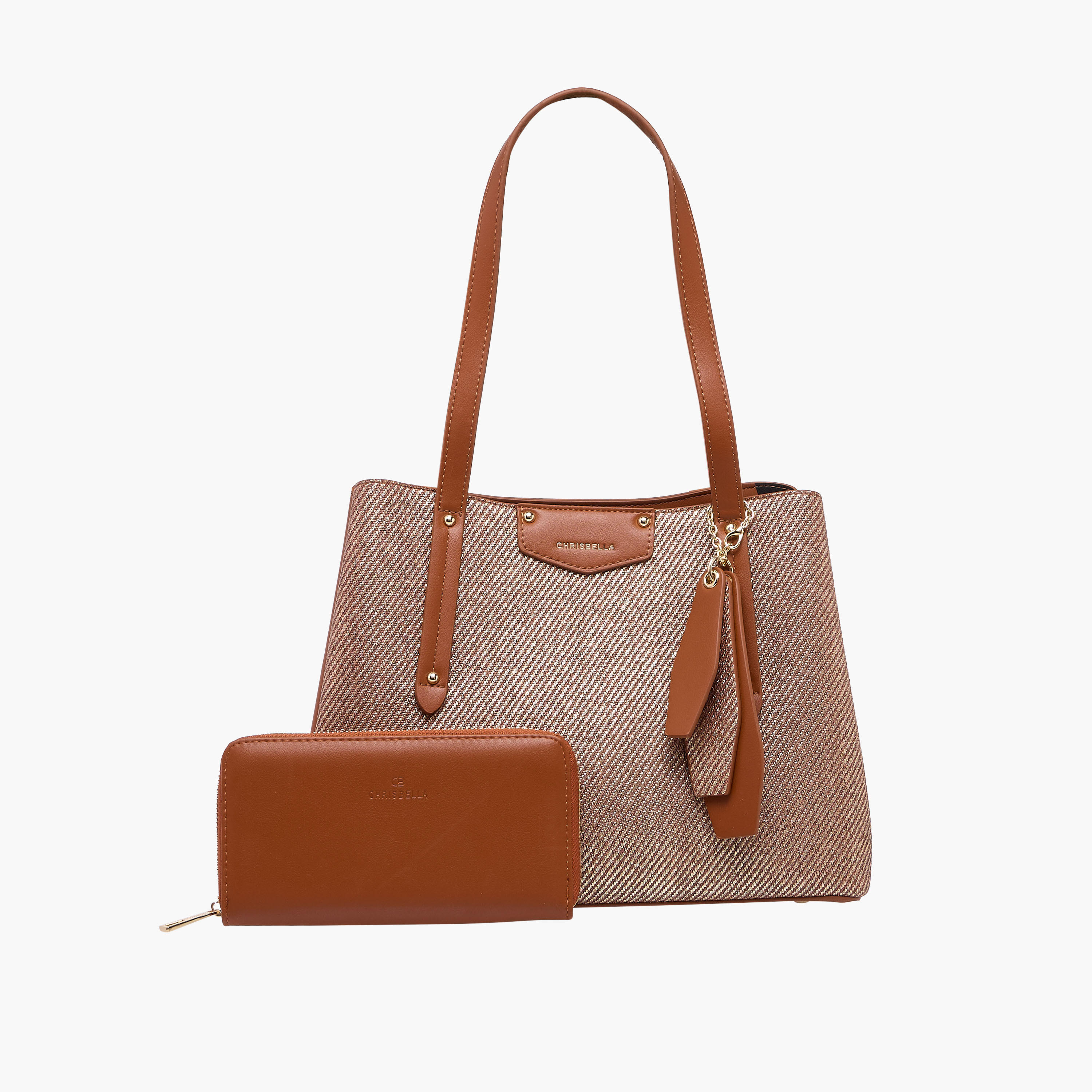 شنطة توت بارزة الملمس مع محفظة بسحاب دائري من كريسبيلا-women-bagsandwallets-handbags-image-1