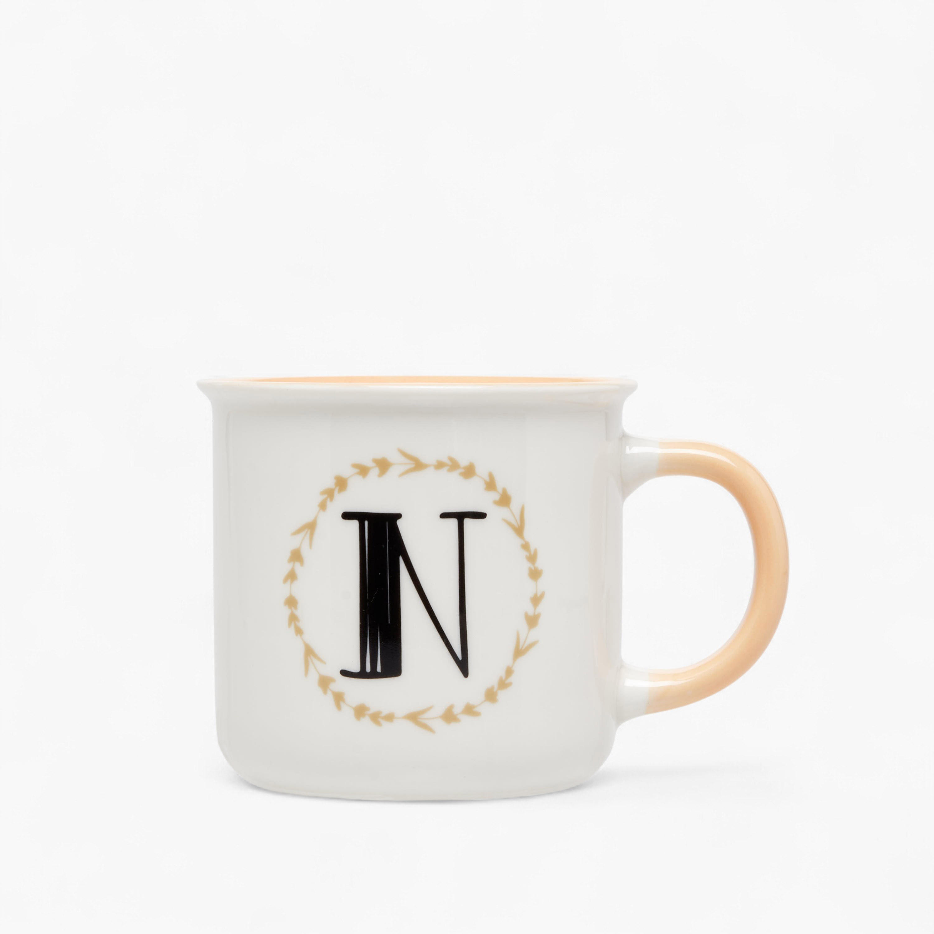 Initial N Print New Bone China Mug with Handle - 335 ml-household-dining-teaandcoffee-mugsandcups-image-1