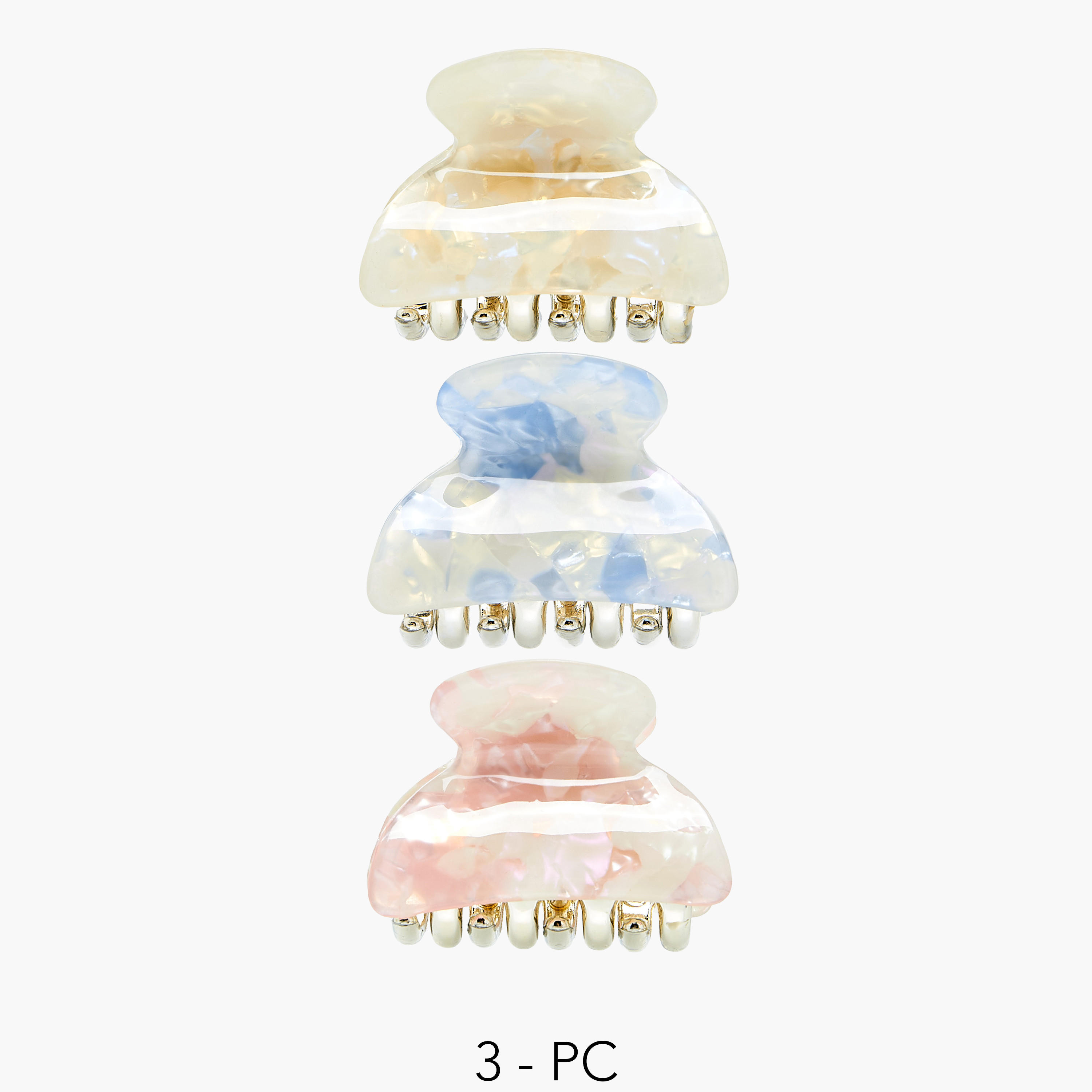 Pack of 3 Hair Clamps with Marble Print-women-hairaccessories-clamps-image-1