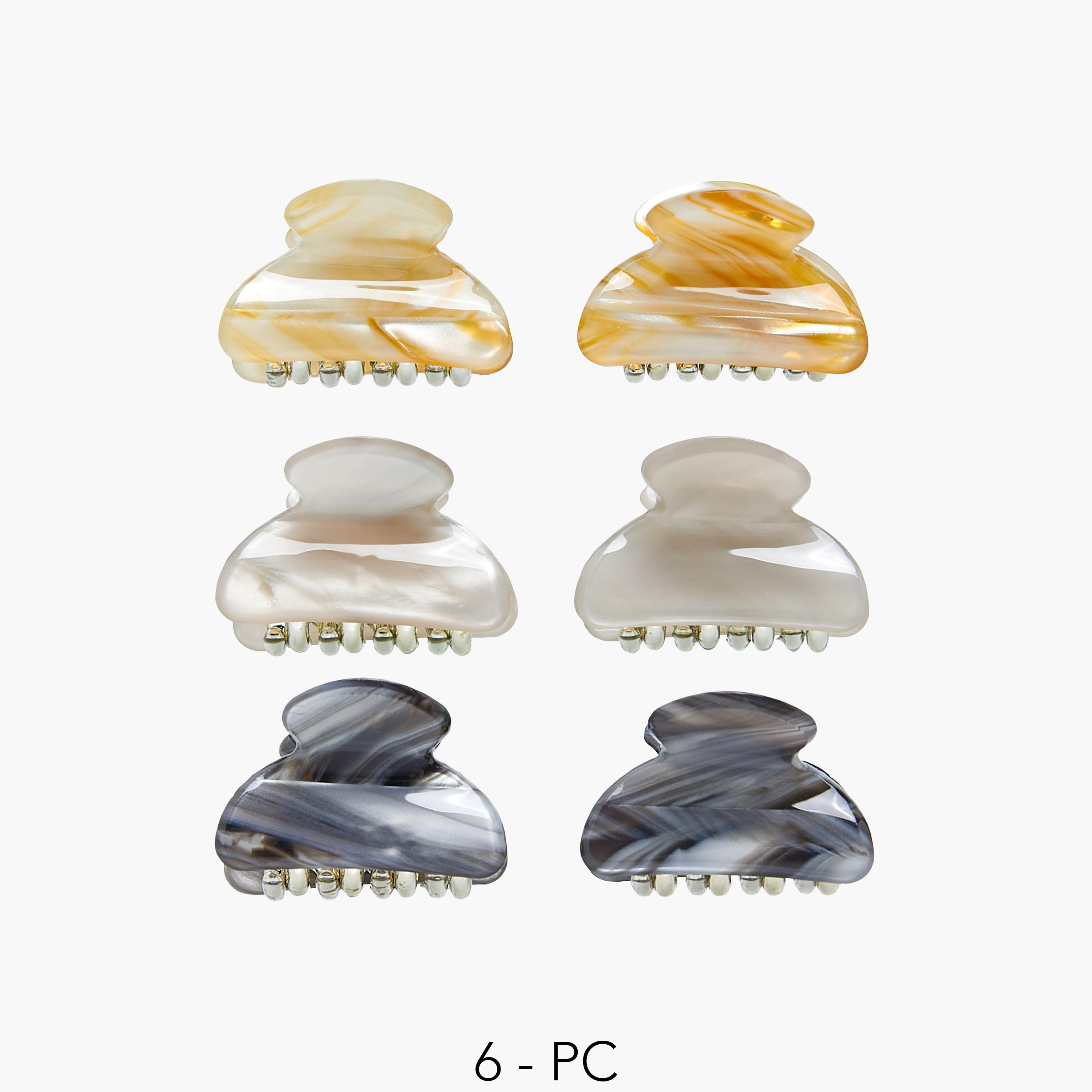 مشابك شعر بطبعات رخامية - عبوة من 6 قطع-women-hairaccessories-clamps-image-1