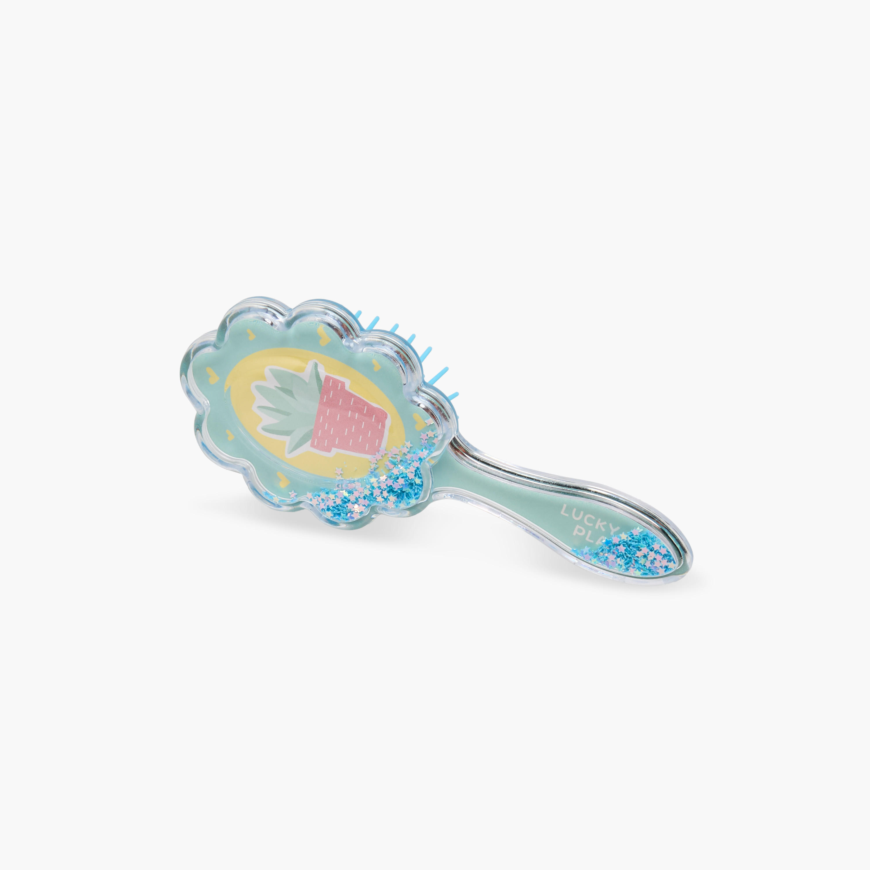 Hairbrush with Glitter and Flower Print-women-hairaccessories-brushesandcombs-image-1