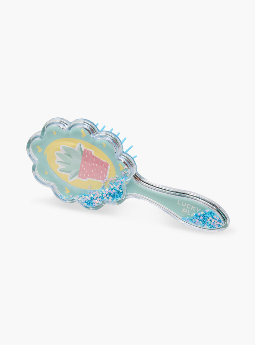 Hairbrush with Glitter and Flower Print-women-hairaccessories-brushesandcombs-image-1