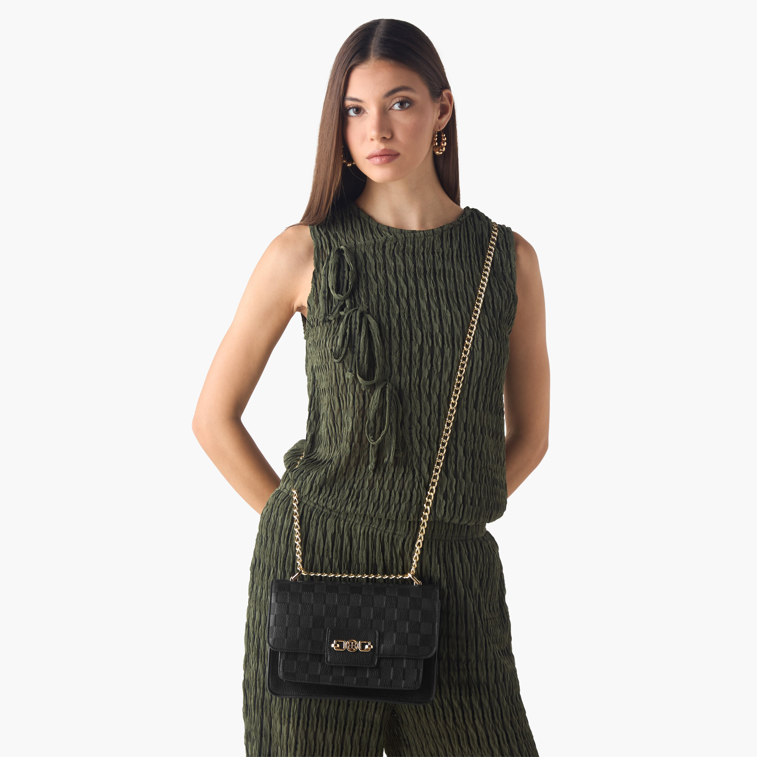 شنطة كروس بودي مربعات منقوشة بحزام سلسة من بيسي لندن-women-bagsandwallets-handbags-image-2
