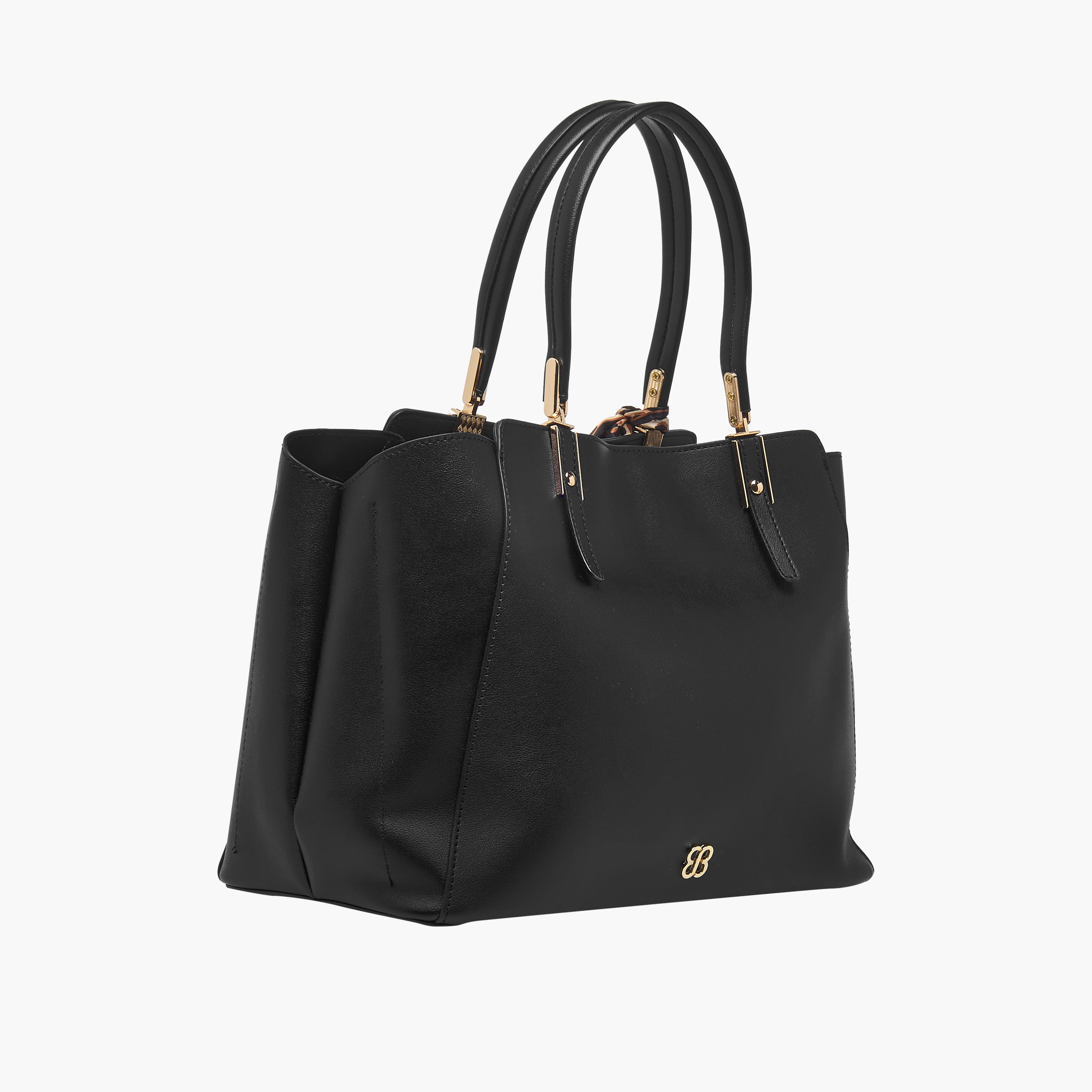 Bessie London Textured Tote Bag with Printed Scarf-women-bagsandwallets-handbags-image-4