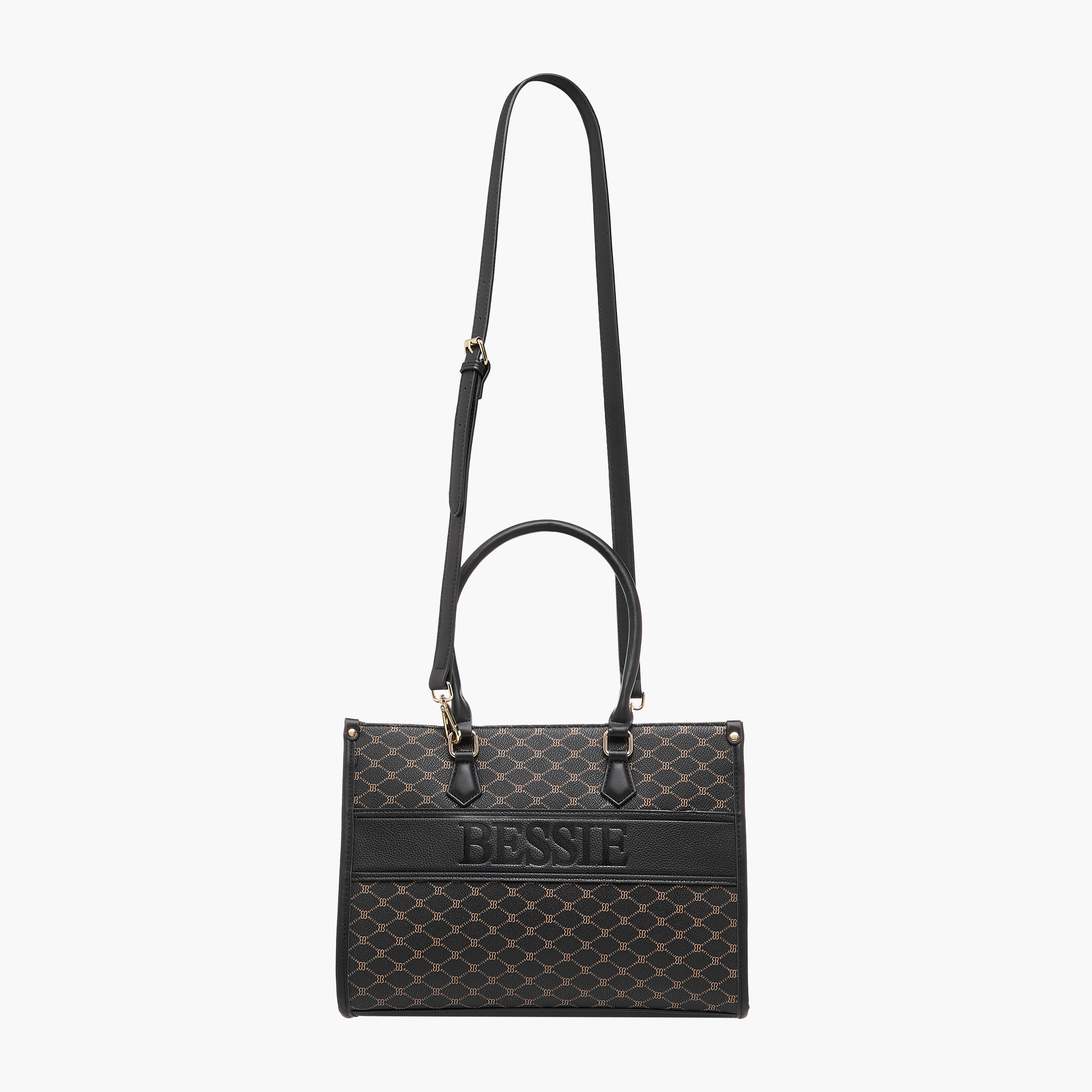 Bessie London Monogram Print Tote Bag with Detachable Strap-women-bagsandwallets-handbags-image-3