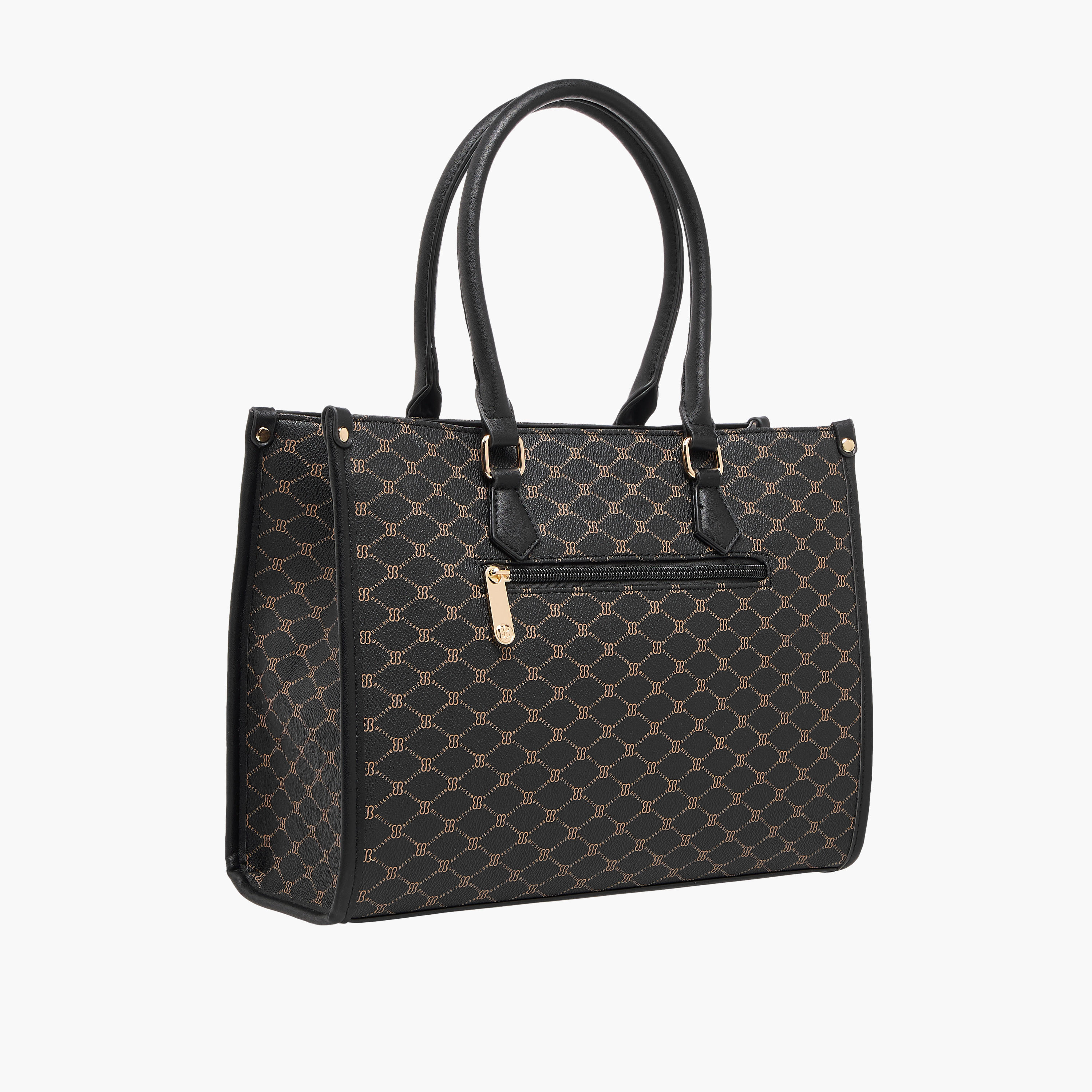 Bessie London Monogram Print Tote Bag with Detachable Strap-women-bagsandwallets-handbags-image-4