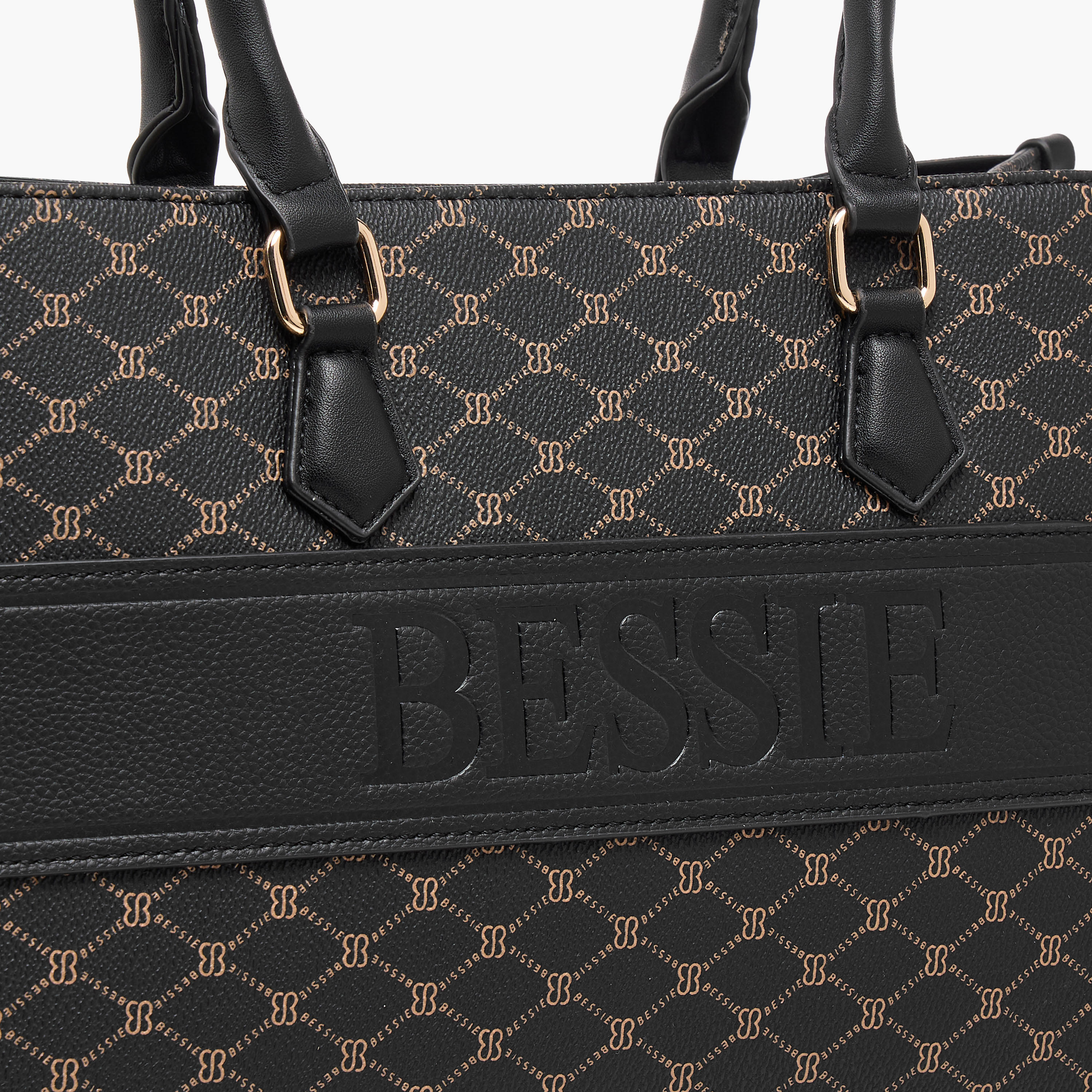 Bessie London Monogram Print Tote Bag with Detachable Strap-women-bagsandwallets-handbags-image-5