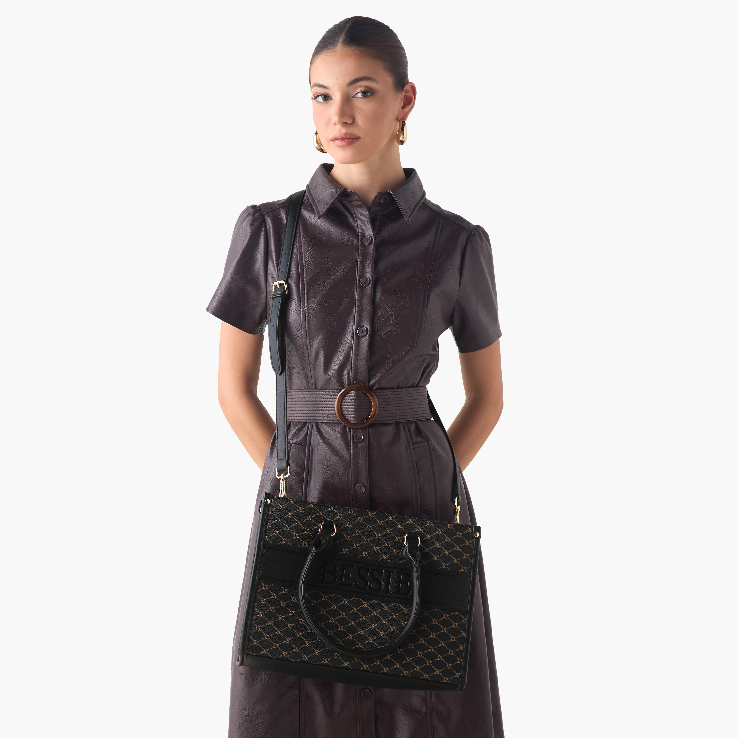 Bessie London Monogram Print Tote Bag with Detachable Strap-women-bagsandwallets-handbags-image-8