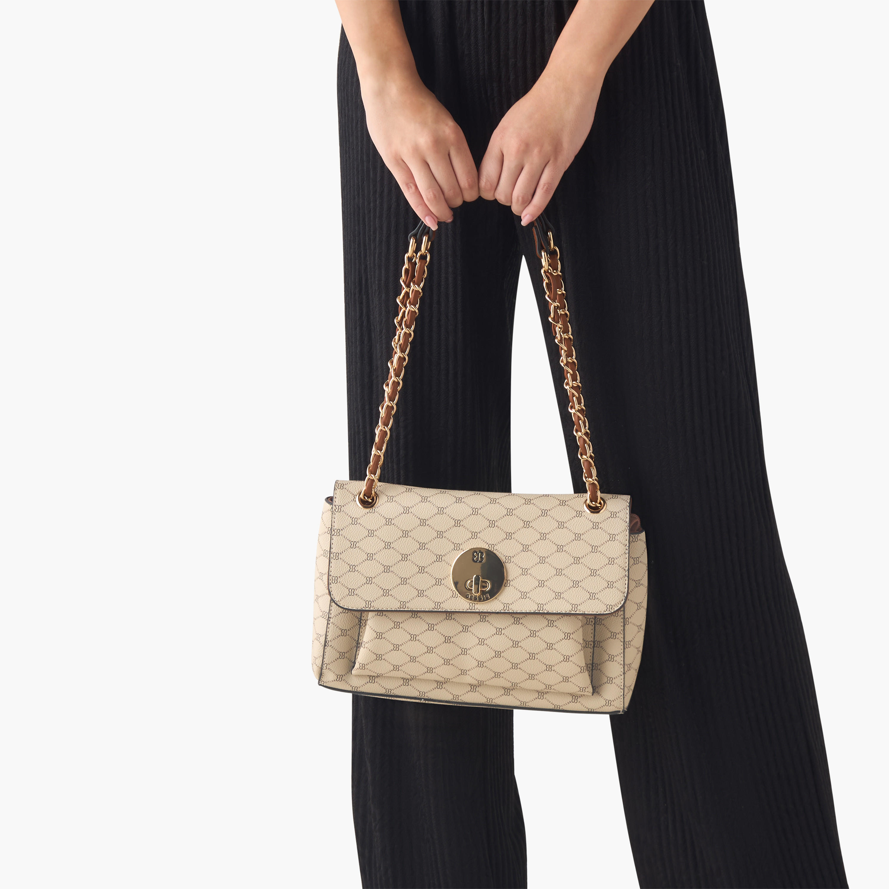 Bessie London Printed Satchel Bag with Twist Lock Closure-women-bagsandwallets-handbags-image-2