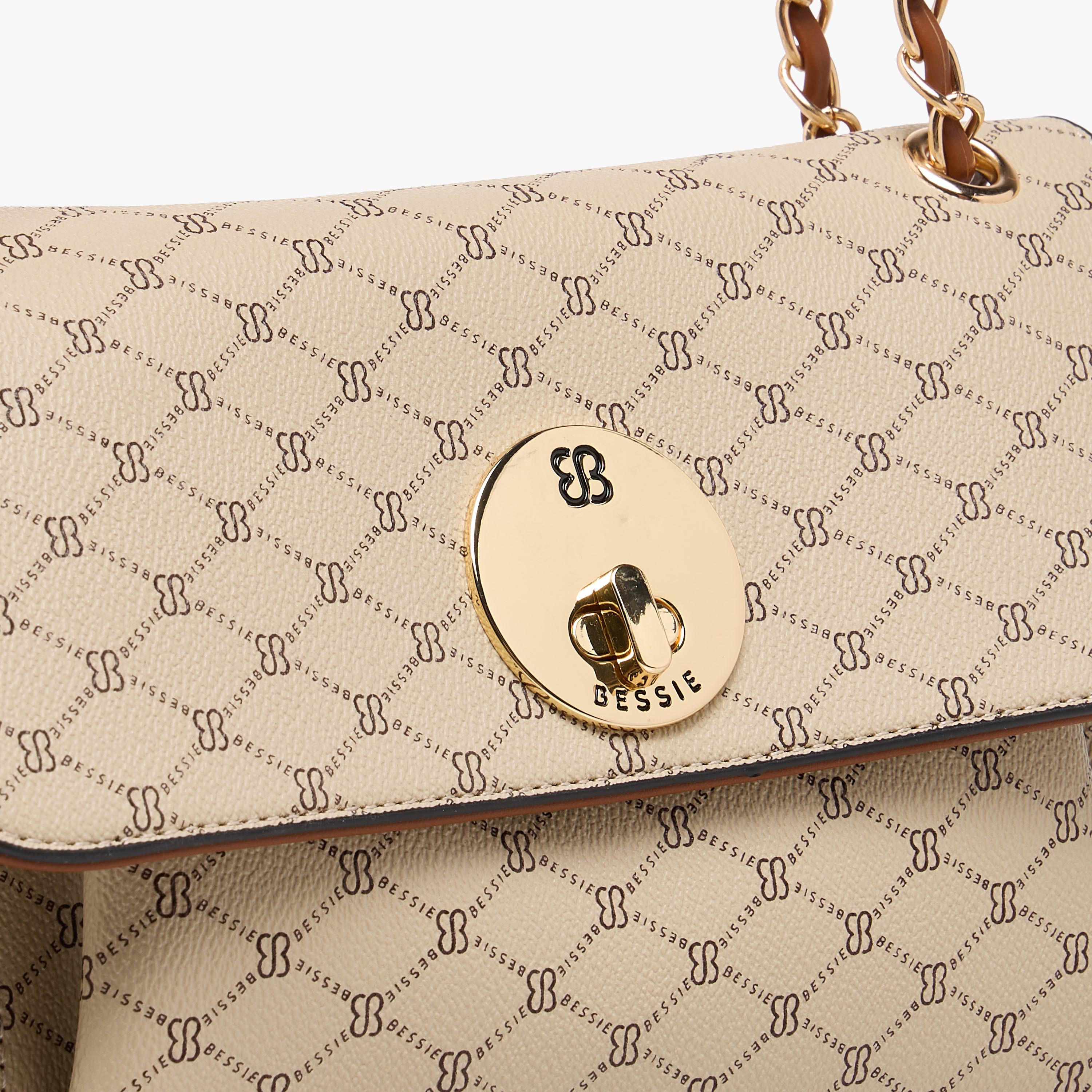 Bessie London Printed Satchel Bag with Twist Lock Closure-women-bagsandwallets-handbags-image-5