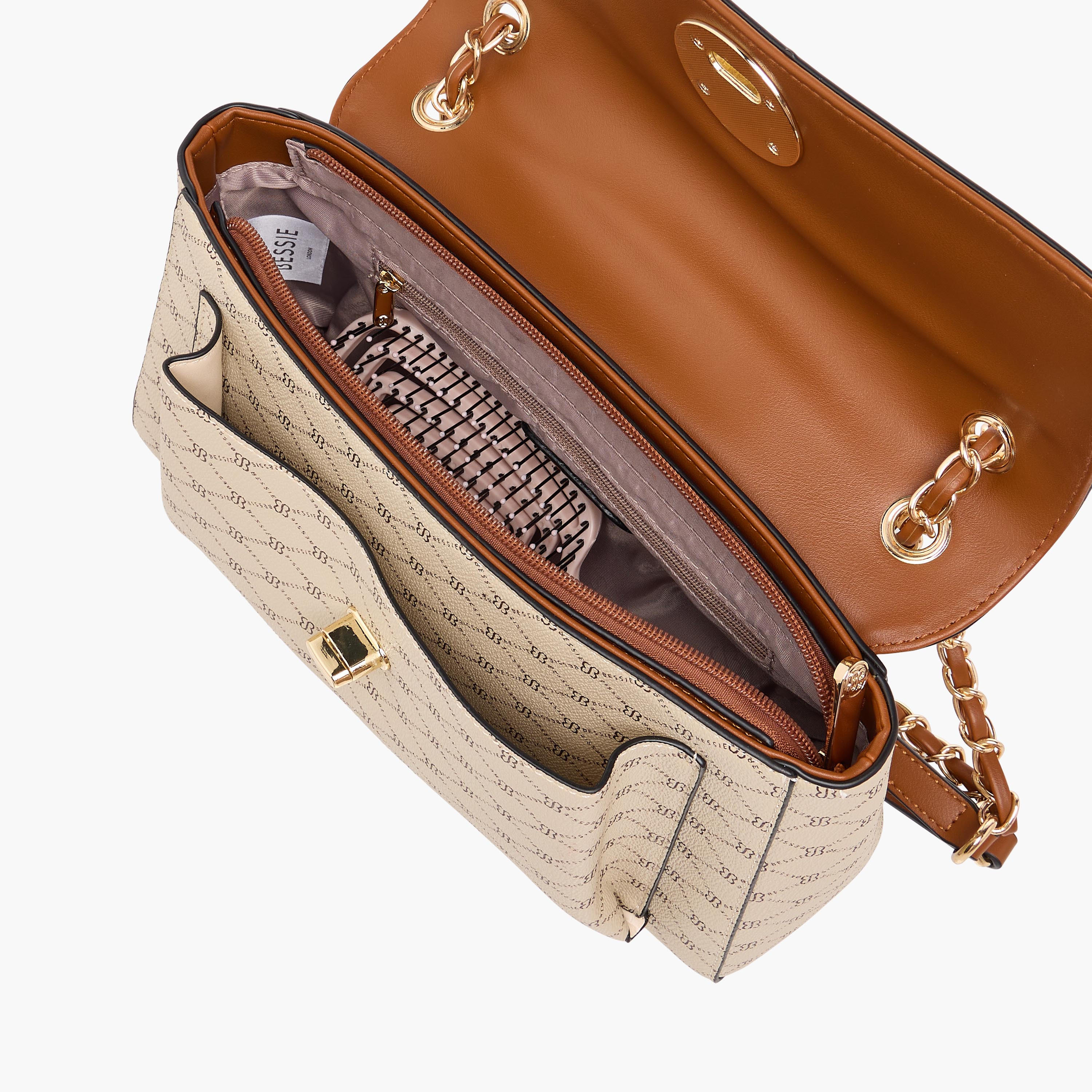 Bessie London Printed Satchel Bag with Twist Lock Closure-women-bagsandwallets-handbags-image-8