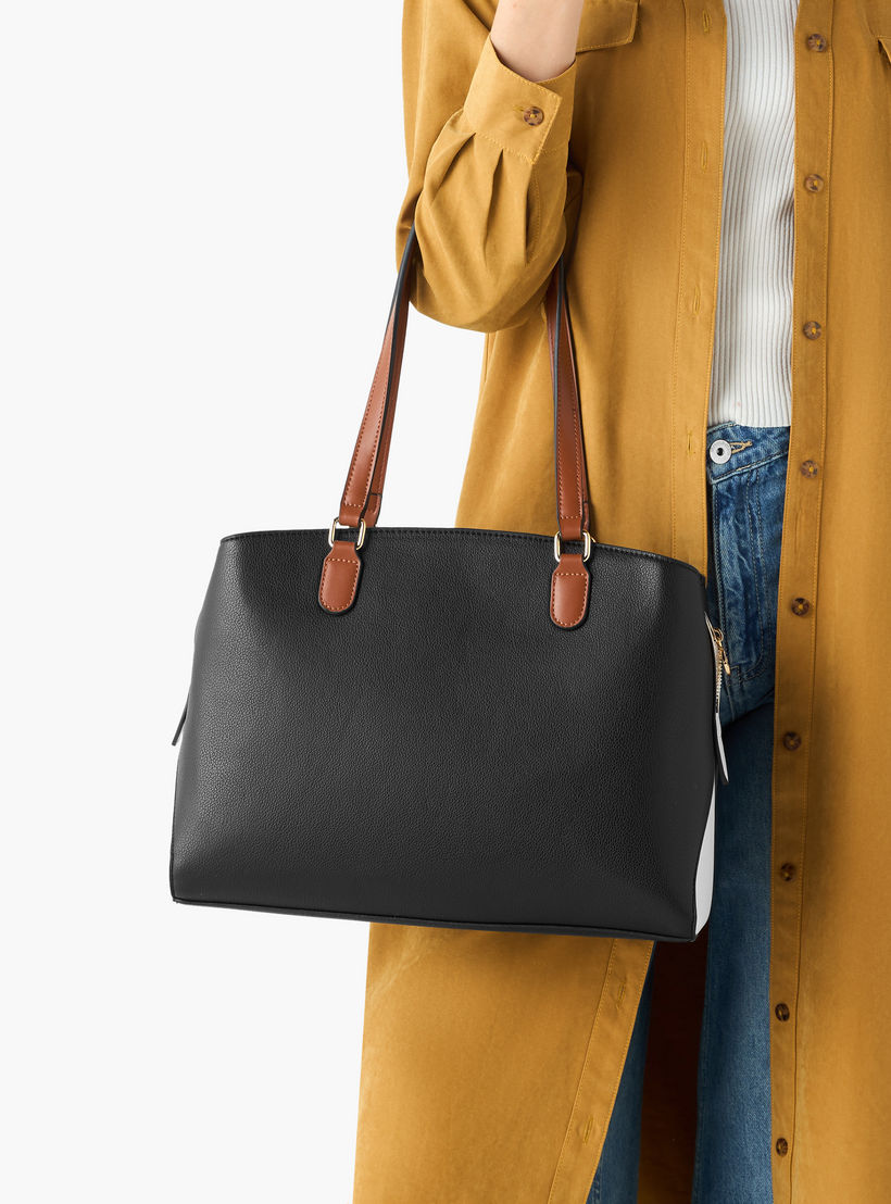 Sasha Kodes Textured Tote Bag with Top Handles-women-bagsandwallets-handbags-image-2