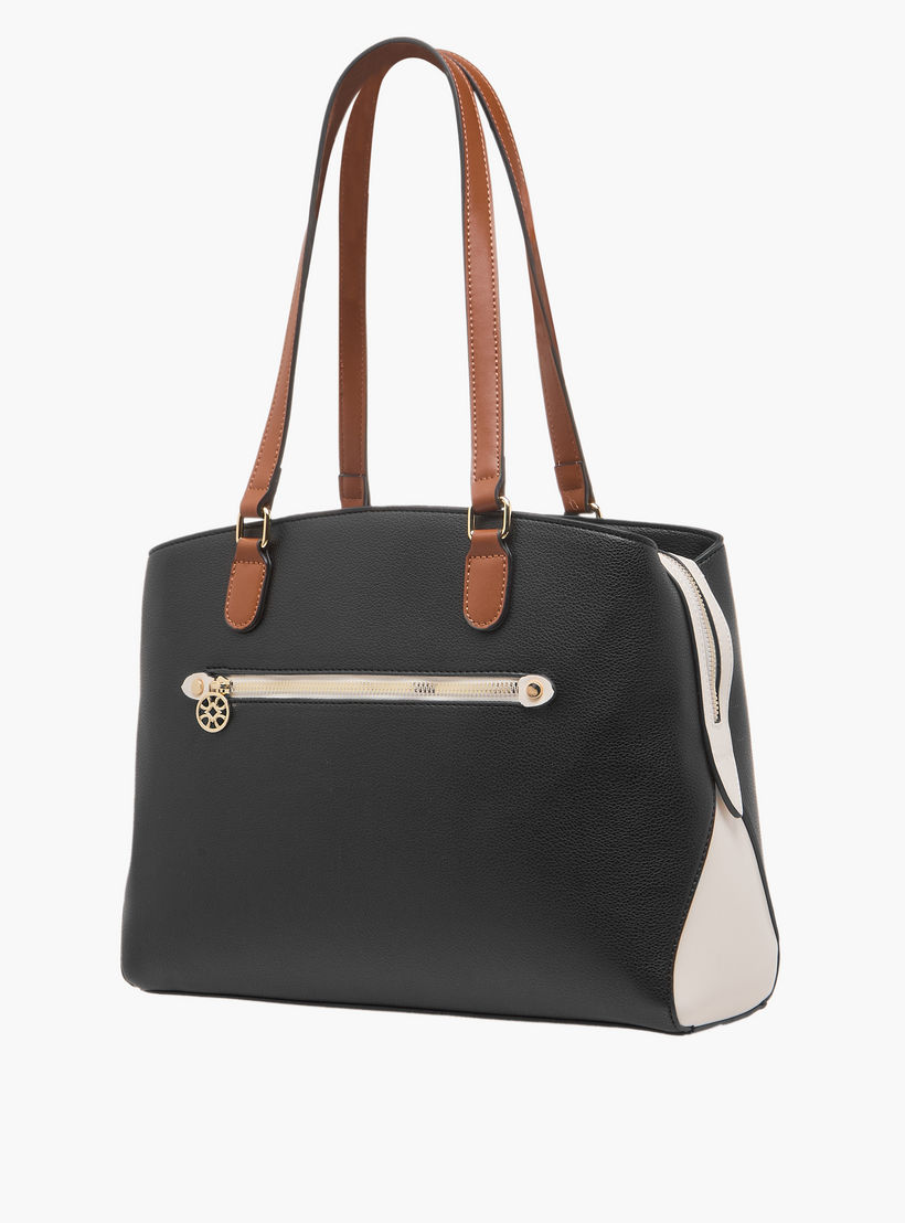 Sasha Kodes Textured Tote Bag with Top Handles-women-bagsandwallets-handbags-image-3
