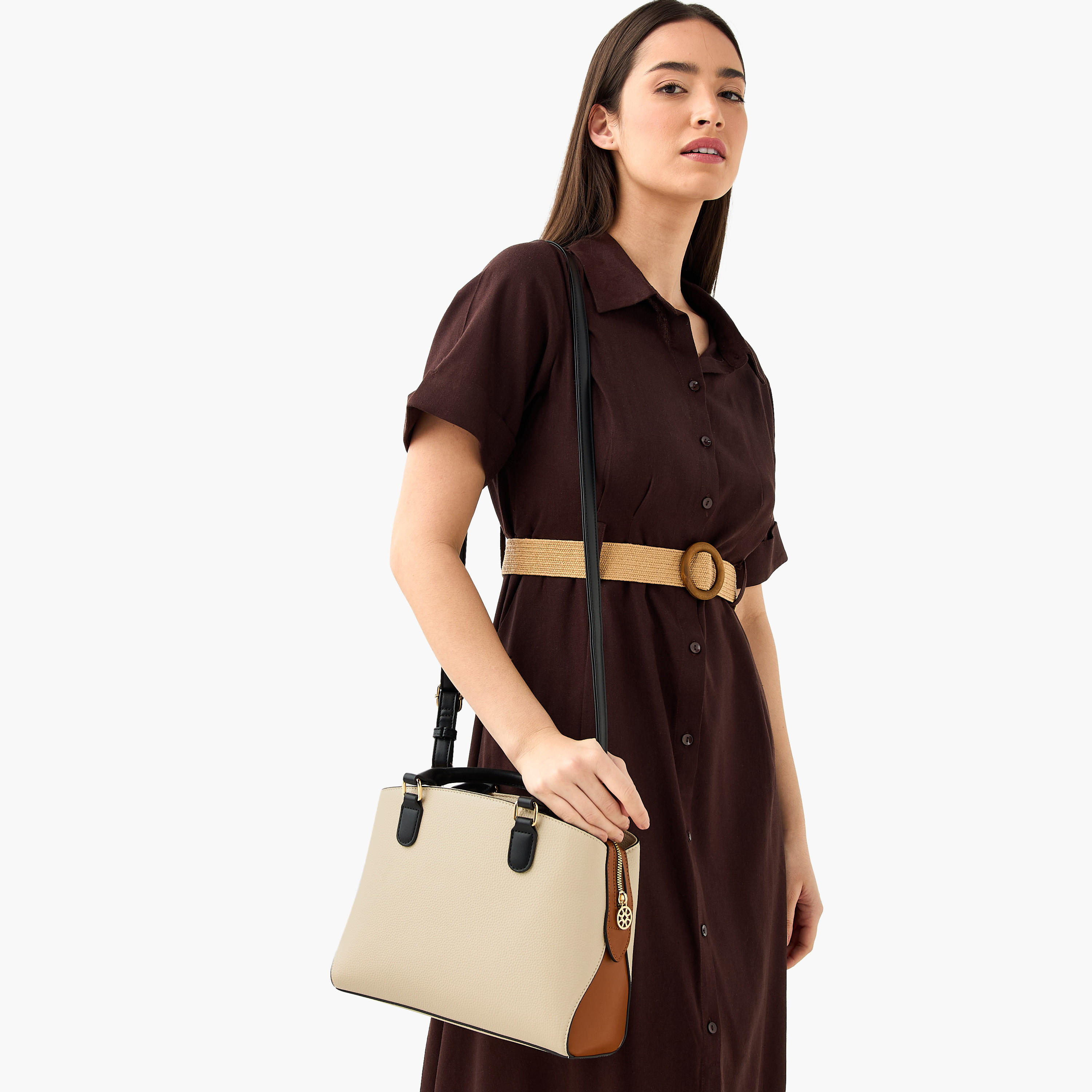 Sasha Kodes Textured Tote Bag with Top Handles-women-bagsandwallets-handbags-image-2