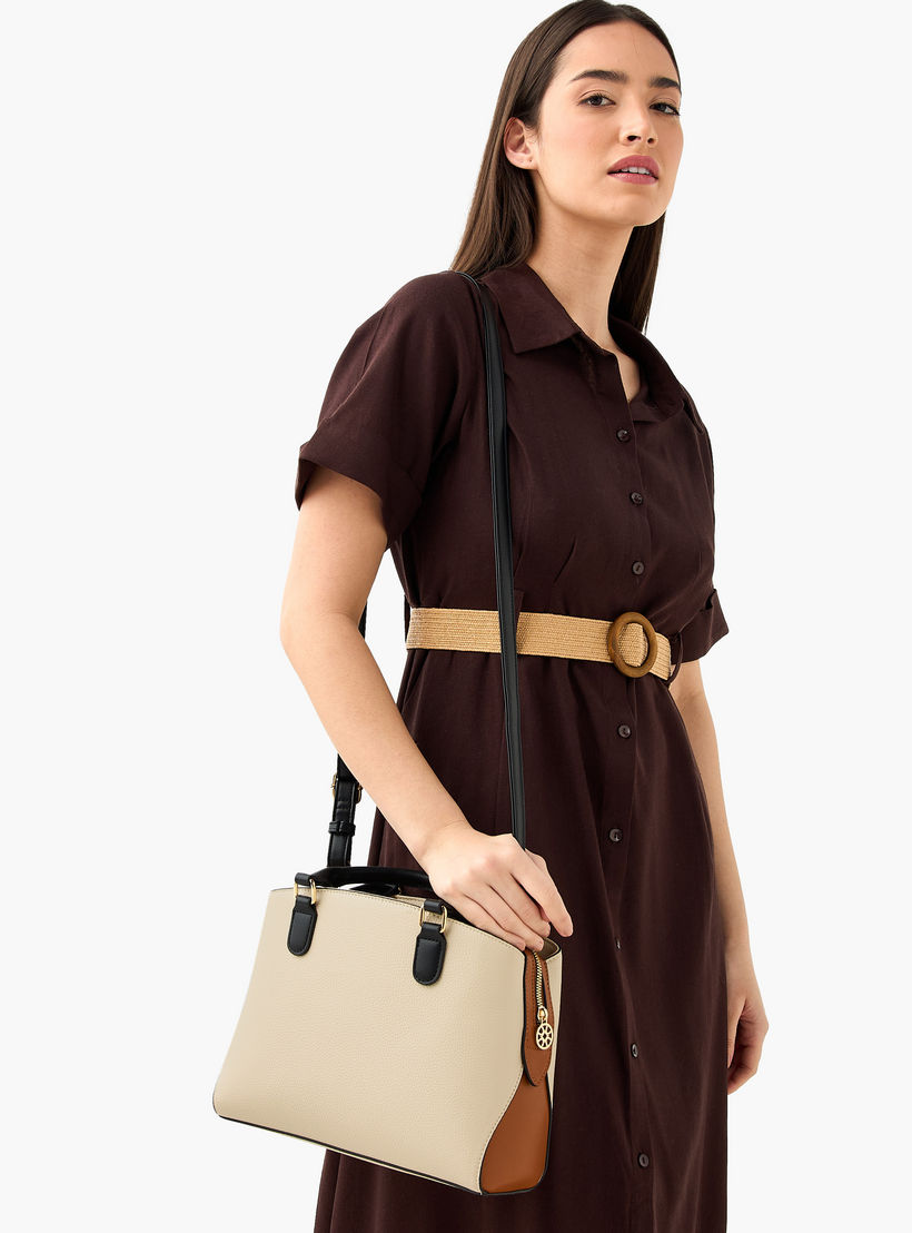 Sasha Kodes Textured Tote Bag with Top Handles-women-bagsandwallets-handbags-image-2