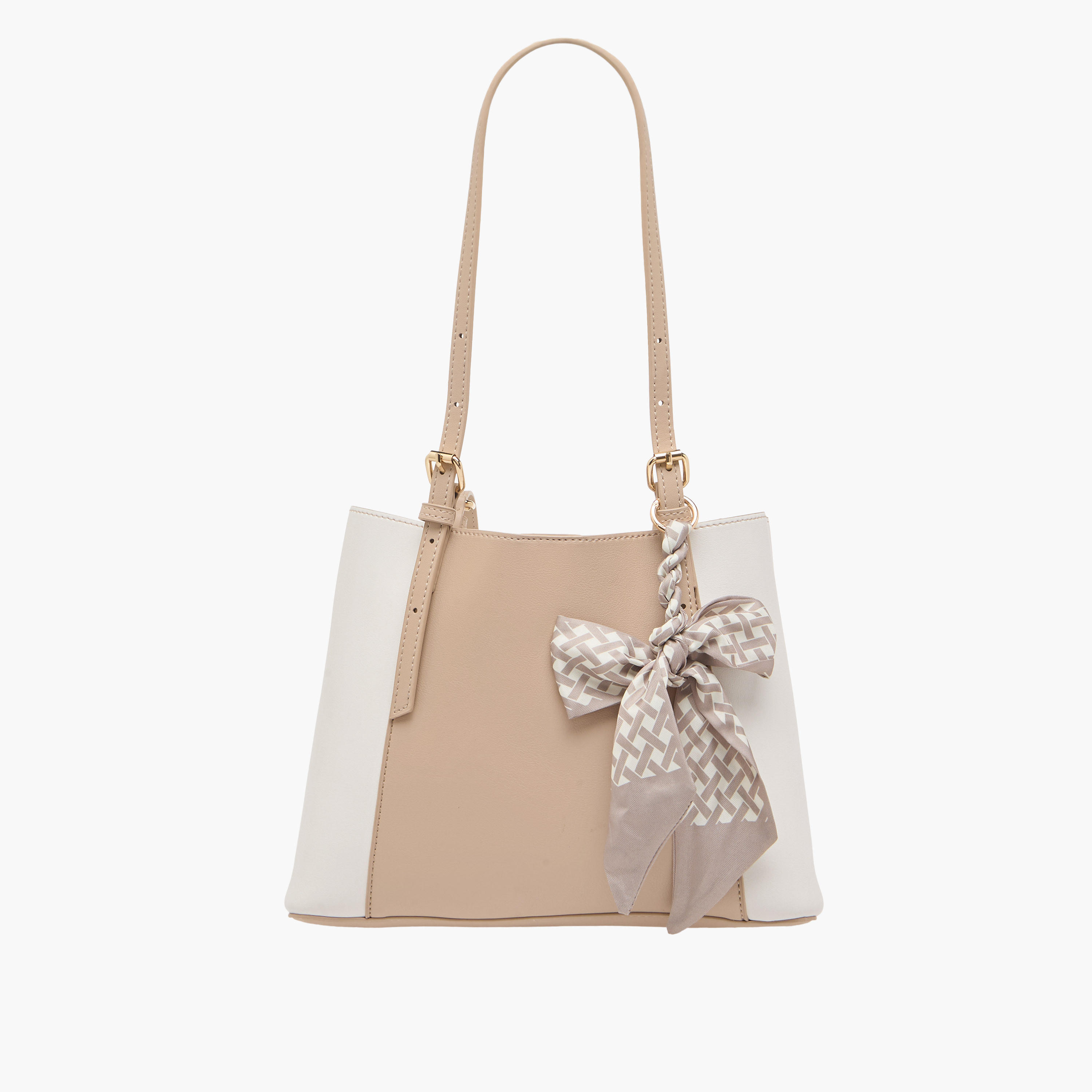 Sasha Kodes Colourblock Tote Bag with Scarf Accent-women-bagsandwallets-handbags-image-1