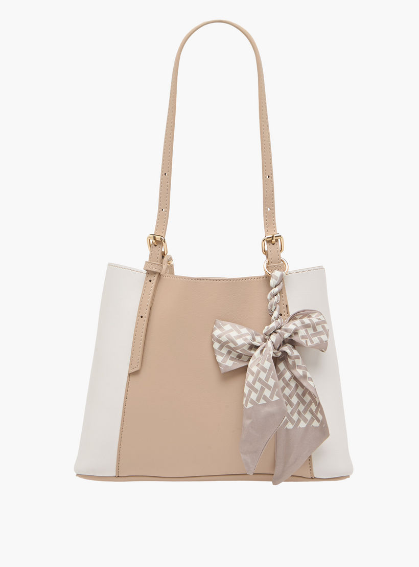 Sasha Kodes Colourblock Tote Bag with Scarf Accent-women-bagsandwallets-handbags-image-1