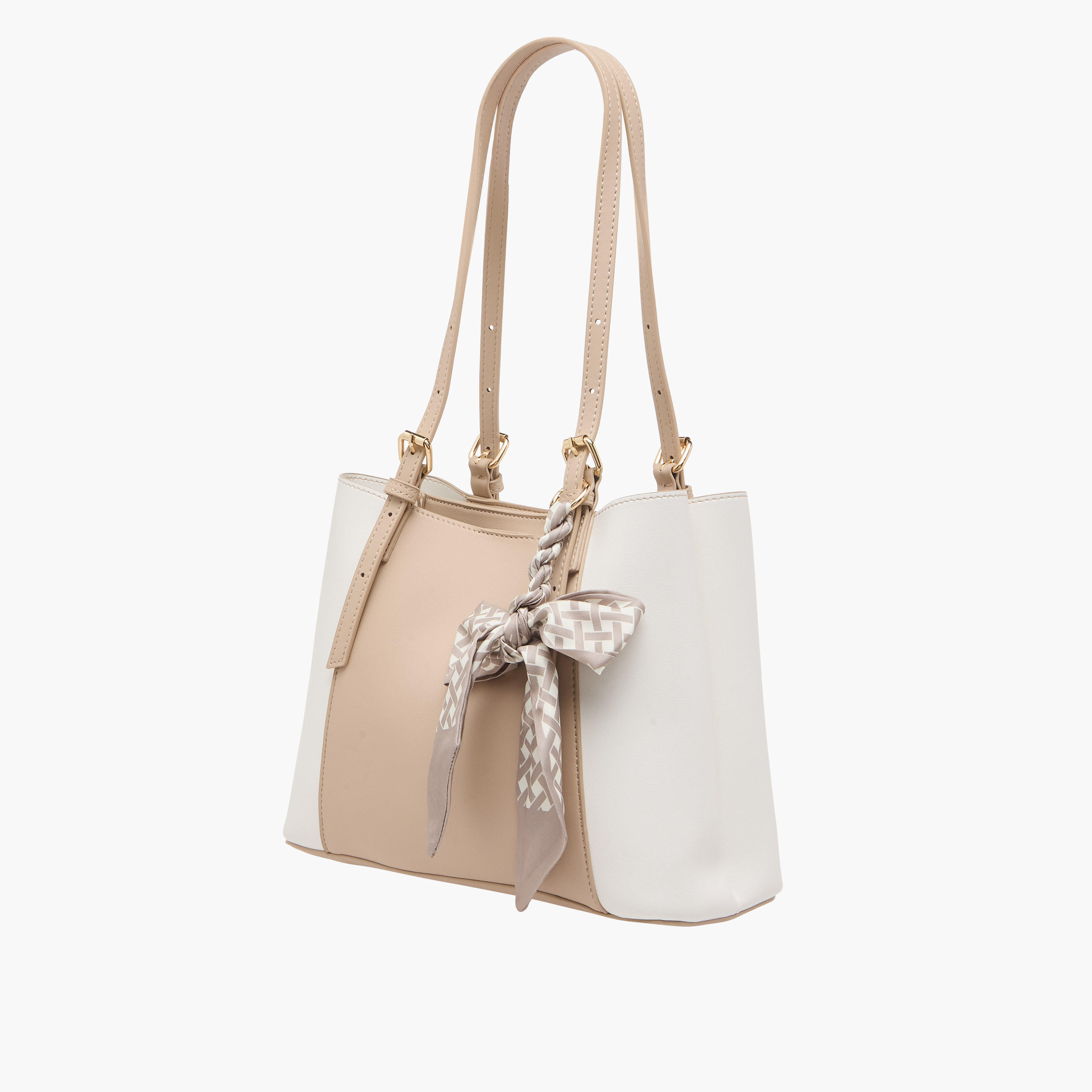 Sasha Kodes Colourblock Tote Bag with Scarf Accent-women-bagsandwallets-handbags-image-3