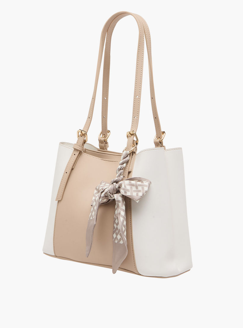 Sasha Kodes Colourblock Tote Bag with Scarf Accent-women-bagsandwallets-handbags-image-3