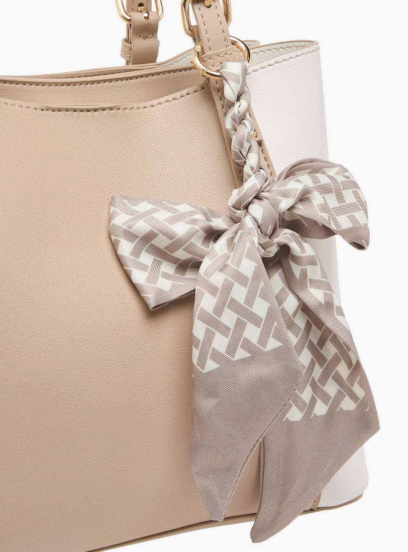 Sasha Kodes Colourblock Tote Bag with Scarf Accent-women-bagsandwallets-handbags-image-5