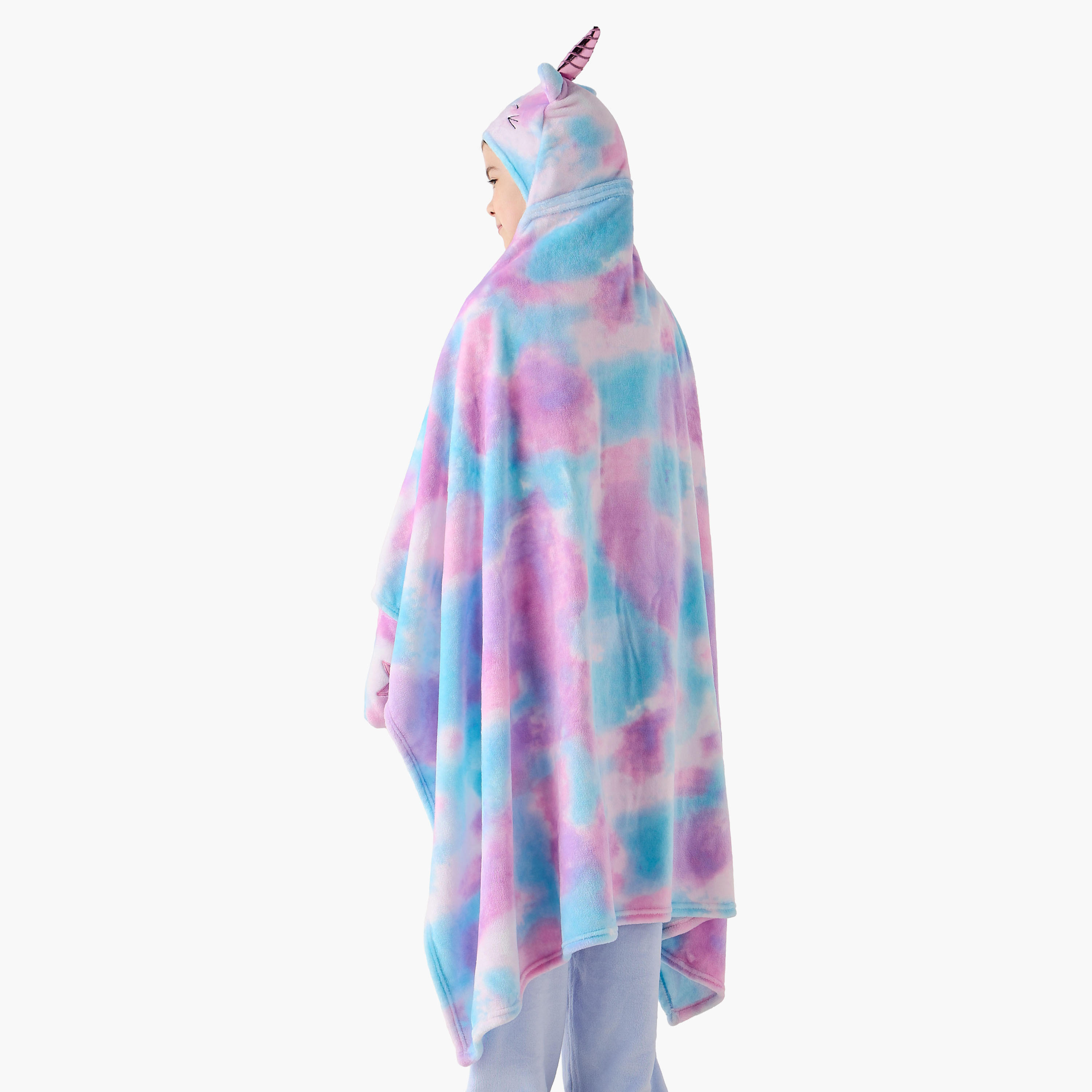 Bin Caticorn Applique Hooded Blanket with Hand Pockets - 102x127 cms-girls-clothing-nightwear-image-3