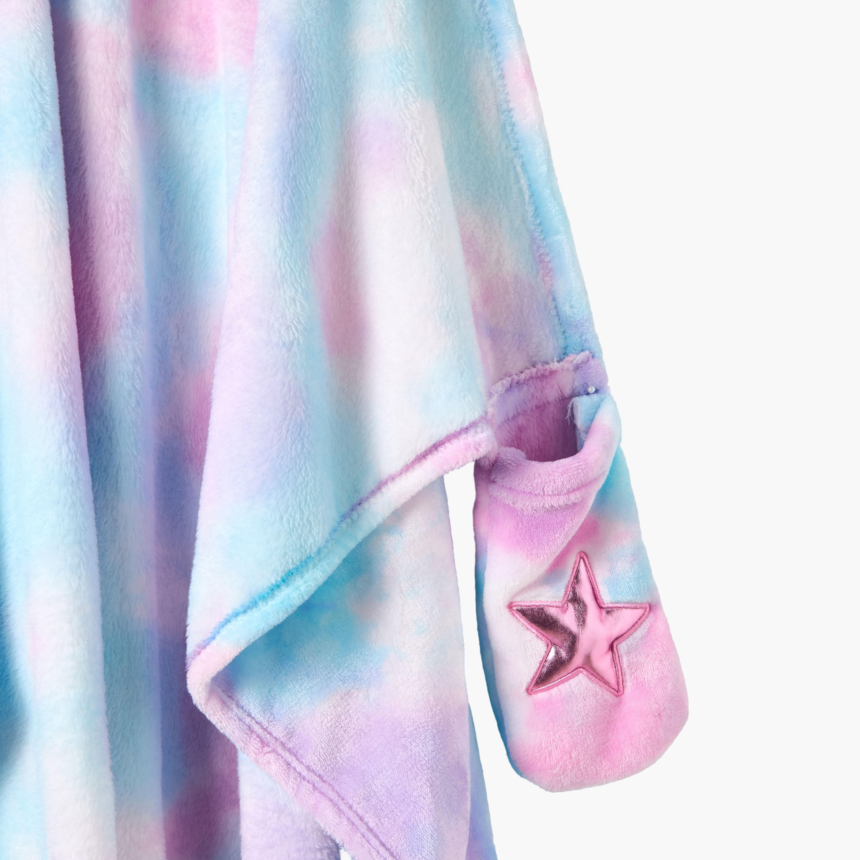 Bin Caticorn Applique Hooded Blanket with Hand Pockets - 102x127 cms-girls-clothing-nightwear-image-6