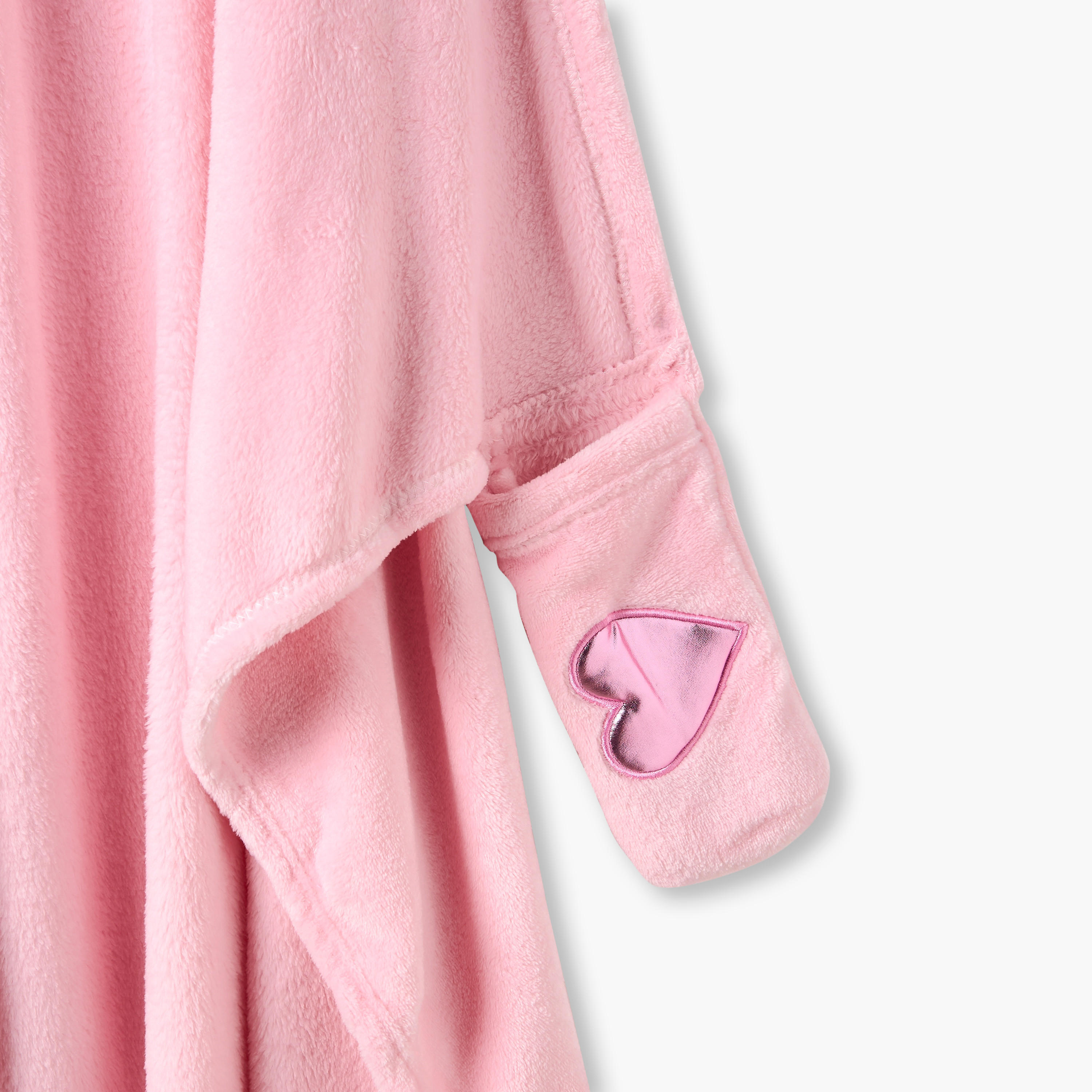 Bin Unicorn Applique Hooded Blanket with Hand Pockets - 102x127 cms-girls-clothing-nightwear-image-6